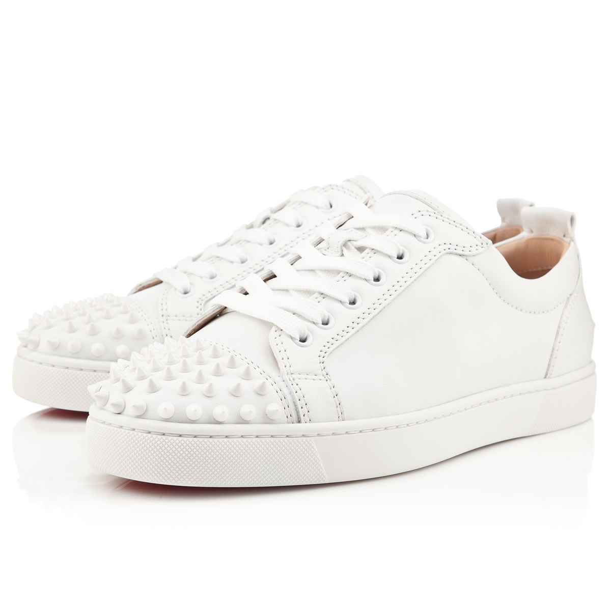 Louis Junior Spikes - Sneakers - Calf leather and spikes - White -  Christian Louboutin
