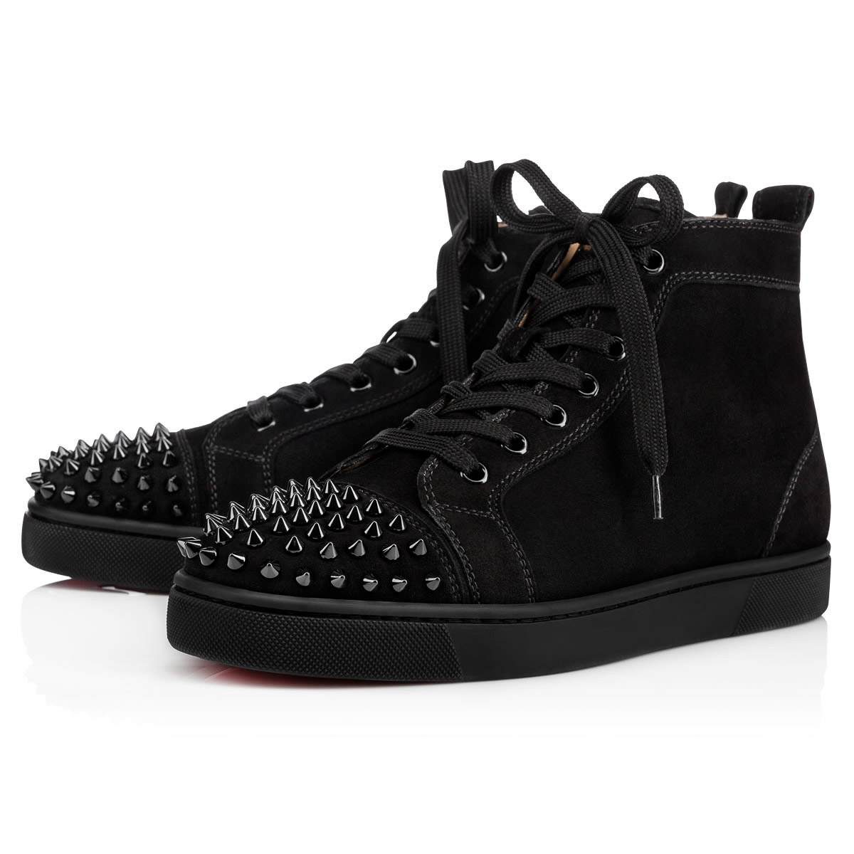 Christian Louboutin Louis Spikes Black Leather Sneakers New