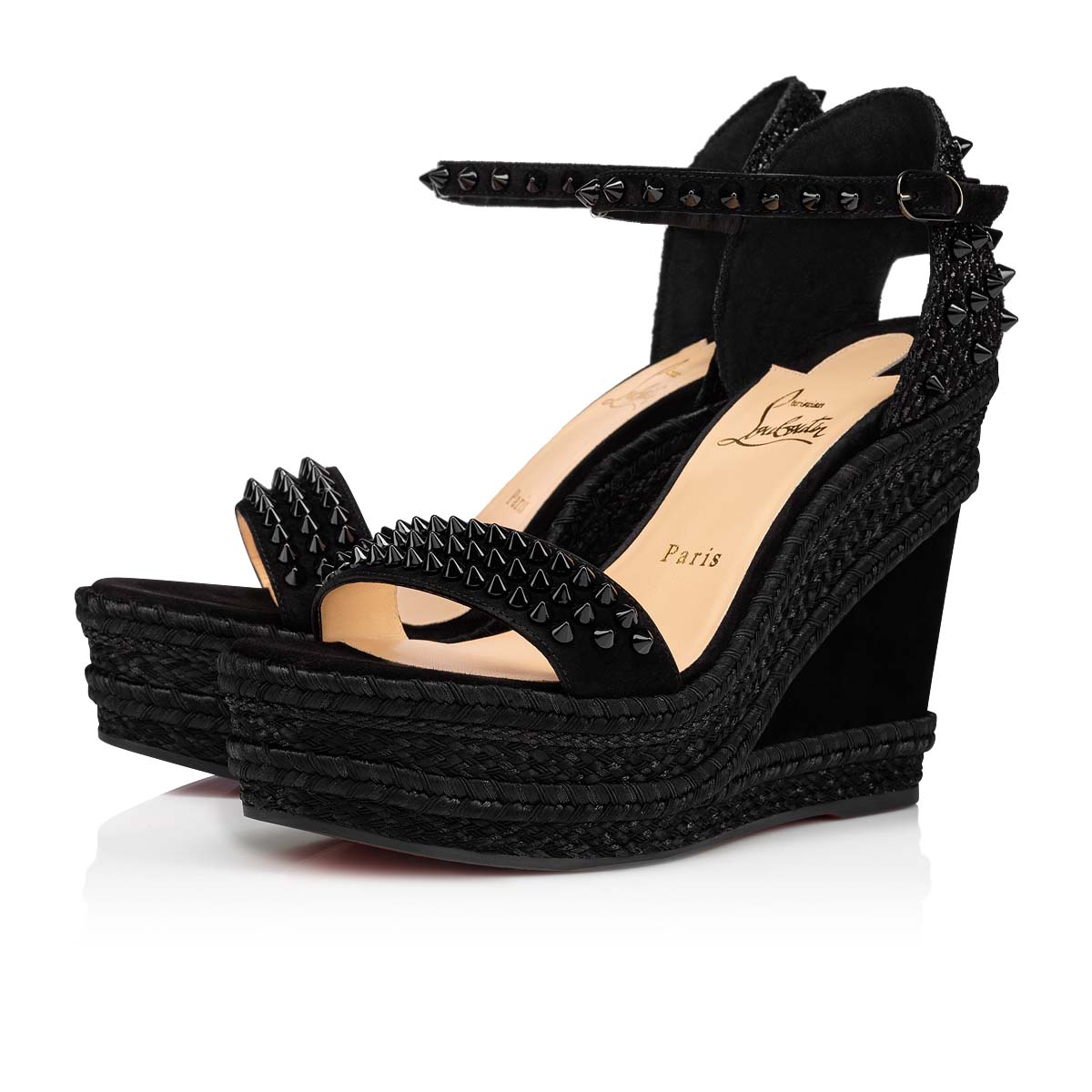 Madmonica - 120 mm Espadrilles - Veau velours and spikes - Black - Christian  Louboutin