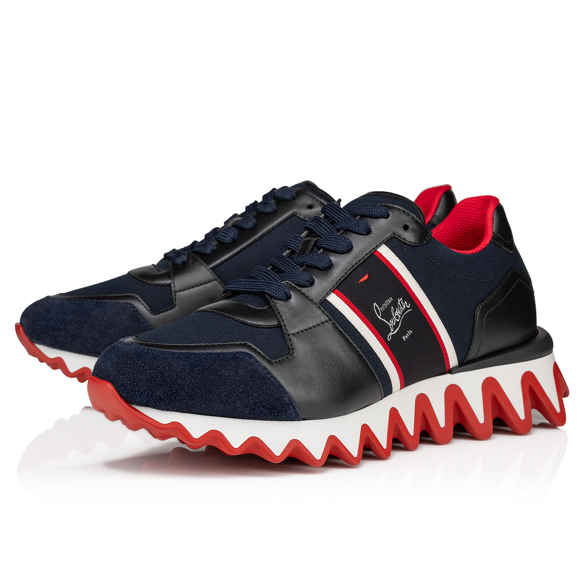 Nastroshark Sneakers Olona canva and calf leather Navy Men Christian Louboutin Germany