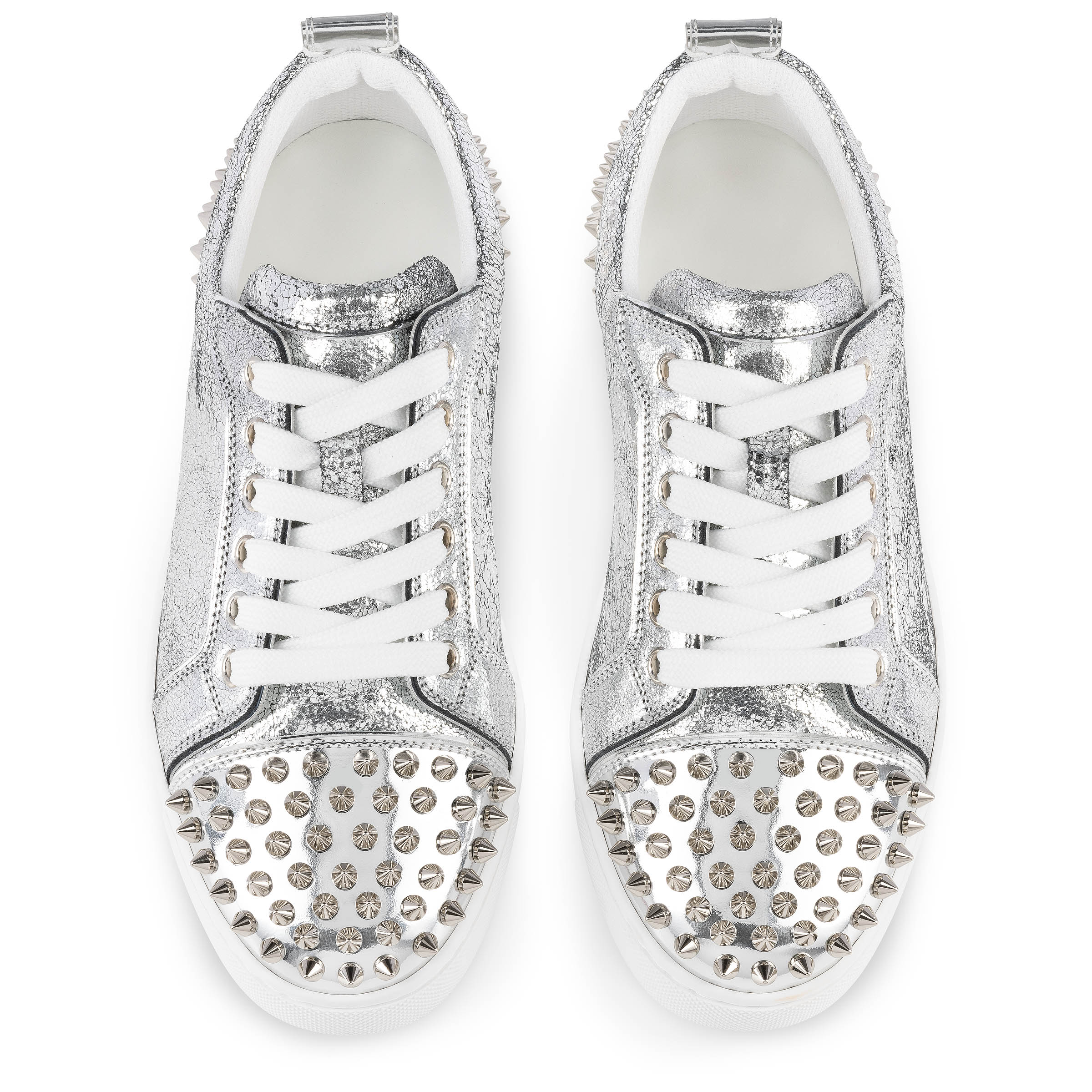 Louise Junior Spikes Sneakers Manoir laminated calf leather Silver Women Christian Louboutin Spain