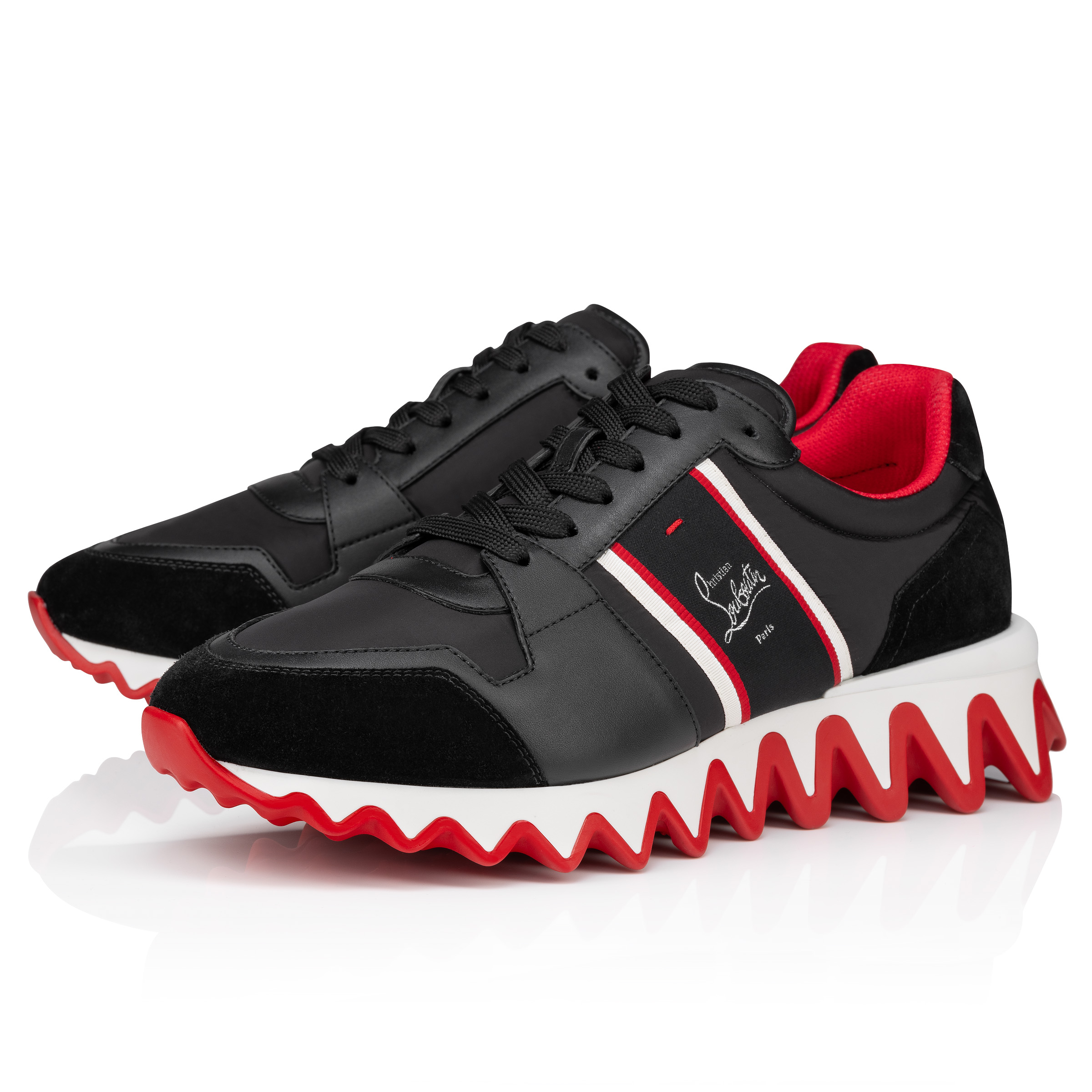 Nastroshark Running Sneakers Calf leather and fabric Black Men Christian Louboutin Germany