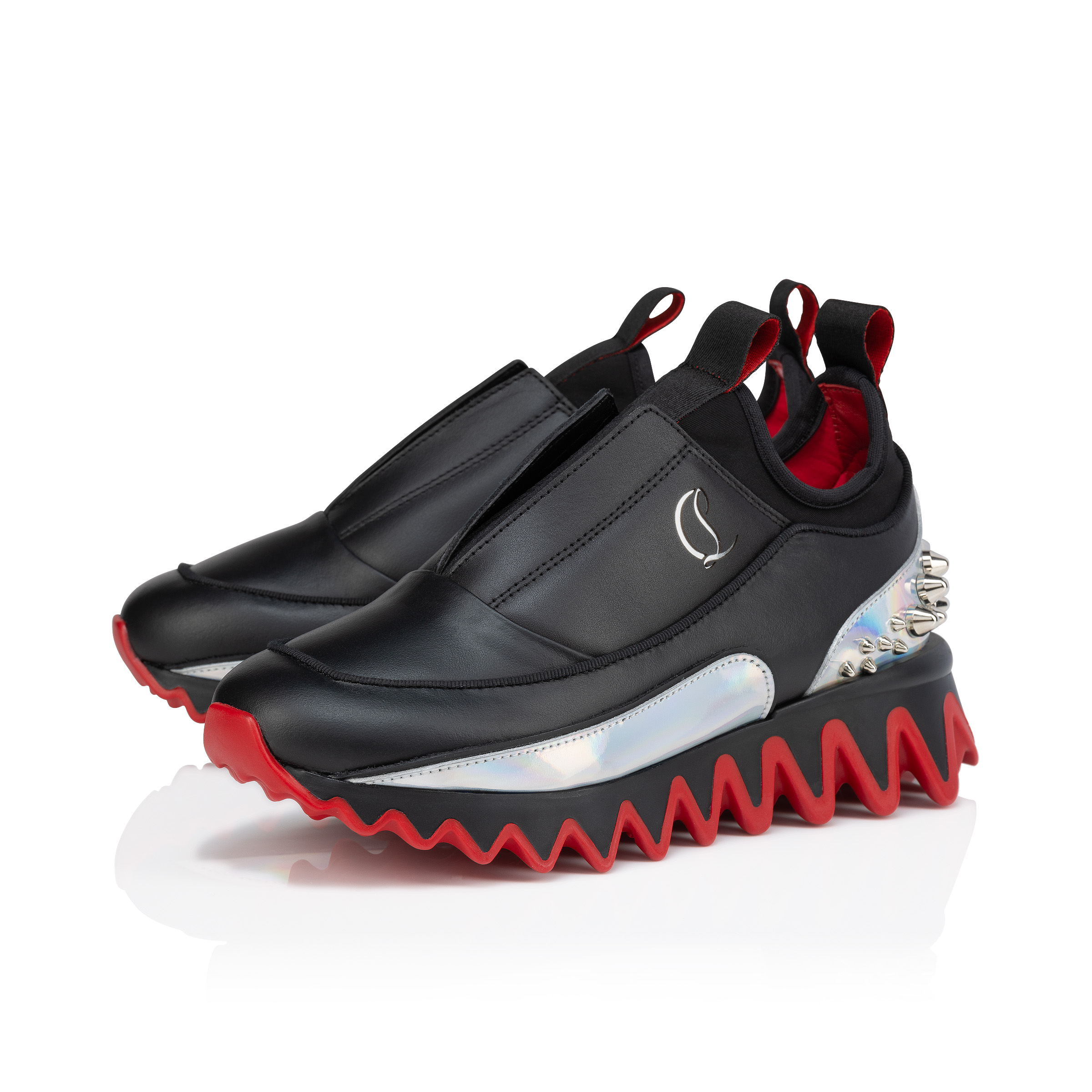 Mini Sharkyloub Running Sneakers Calf leather and neoprene Black Kids Christian Louboutin United Kingdom