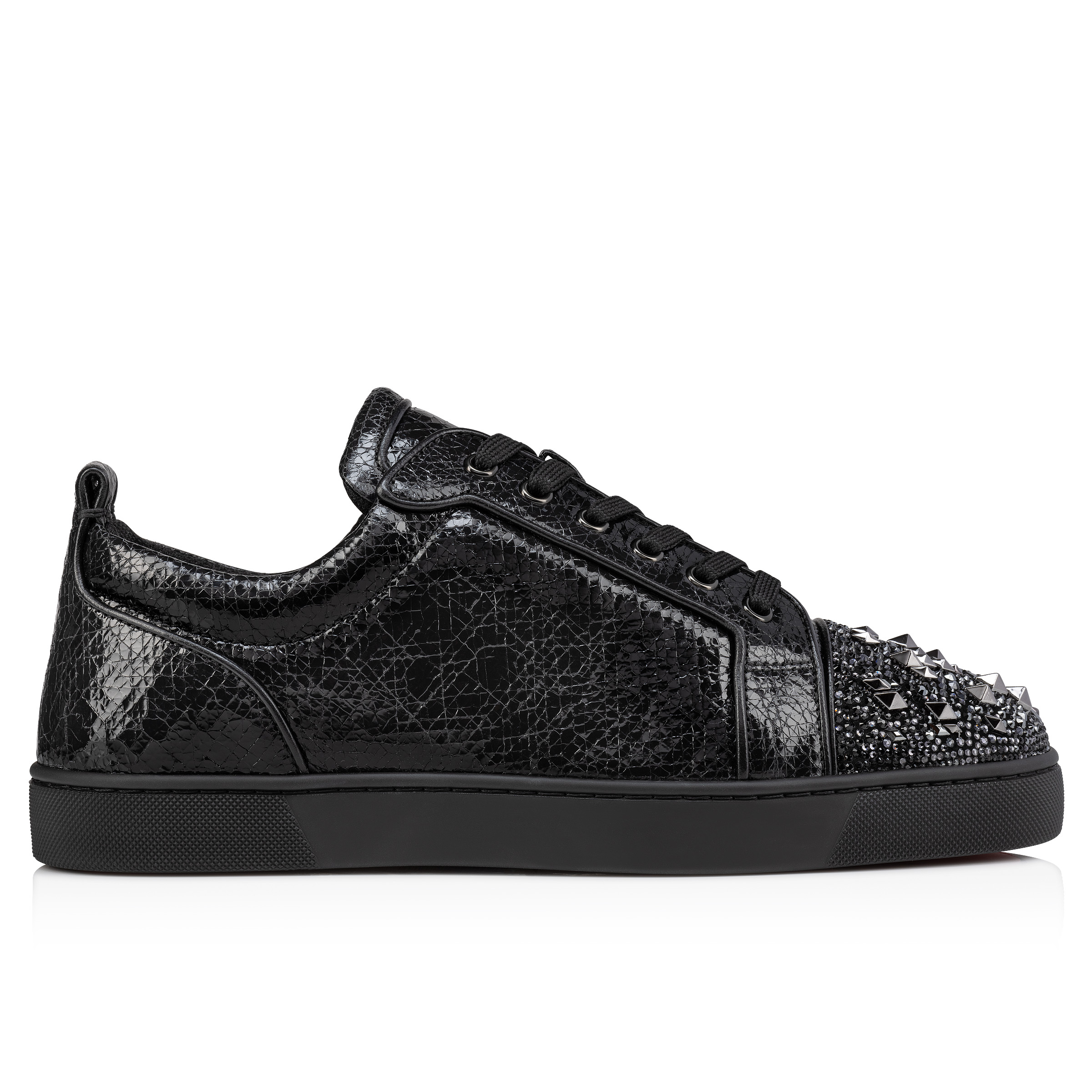 Louis Junior P Strass Eternity Sneakers Metallic suede and spikes Black Men Christian Louboutin United Kingdom