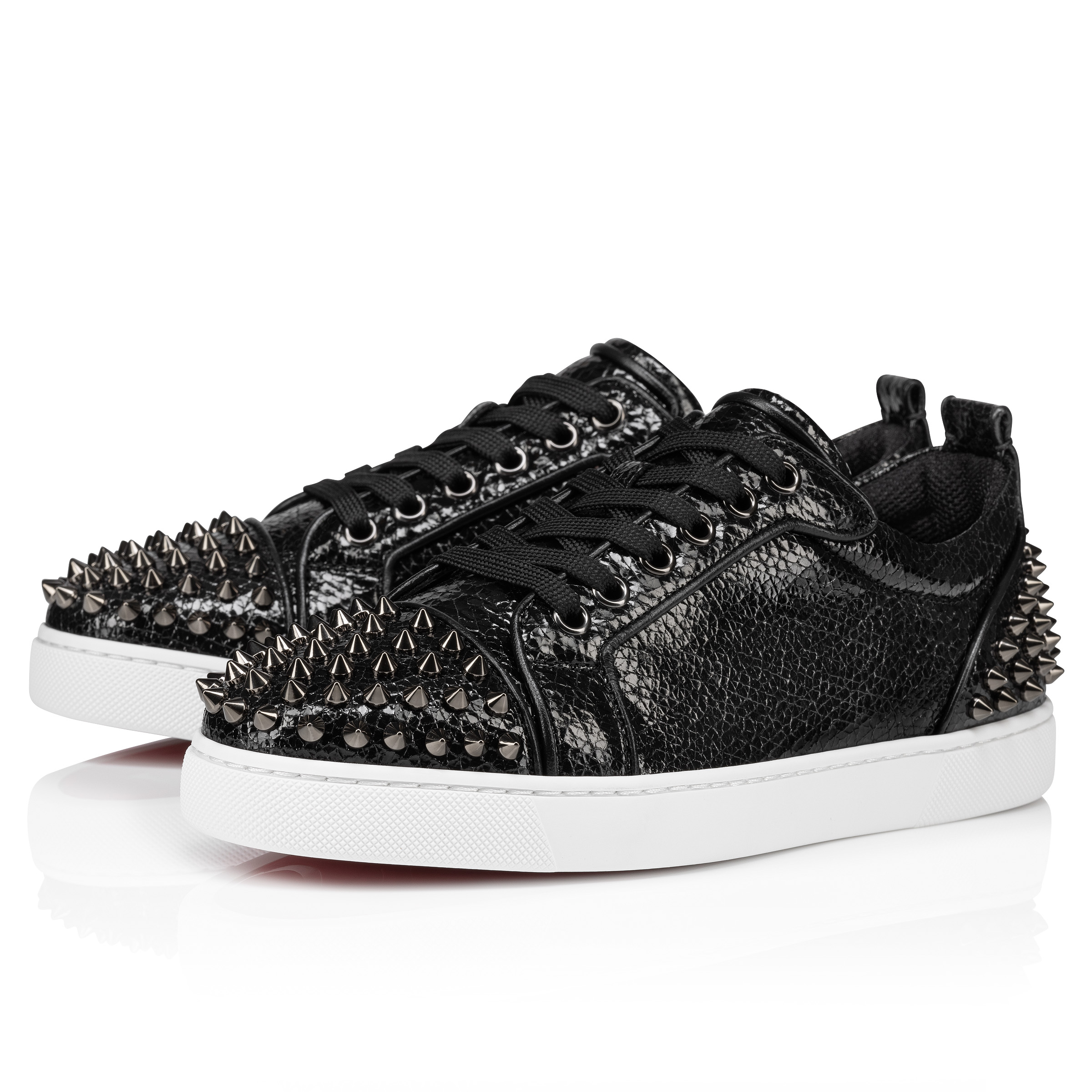 Louise Junior Spikes - Sneakers - Star laminated calf leather - Black -  Women - Christian Louboutin Switzerland