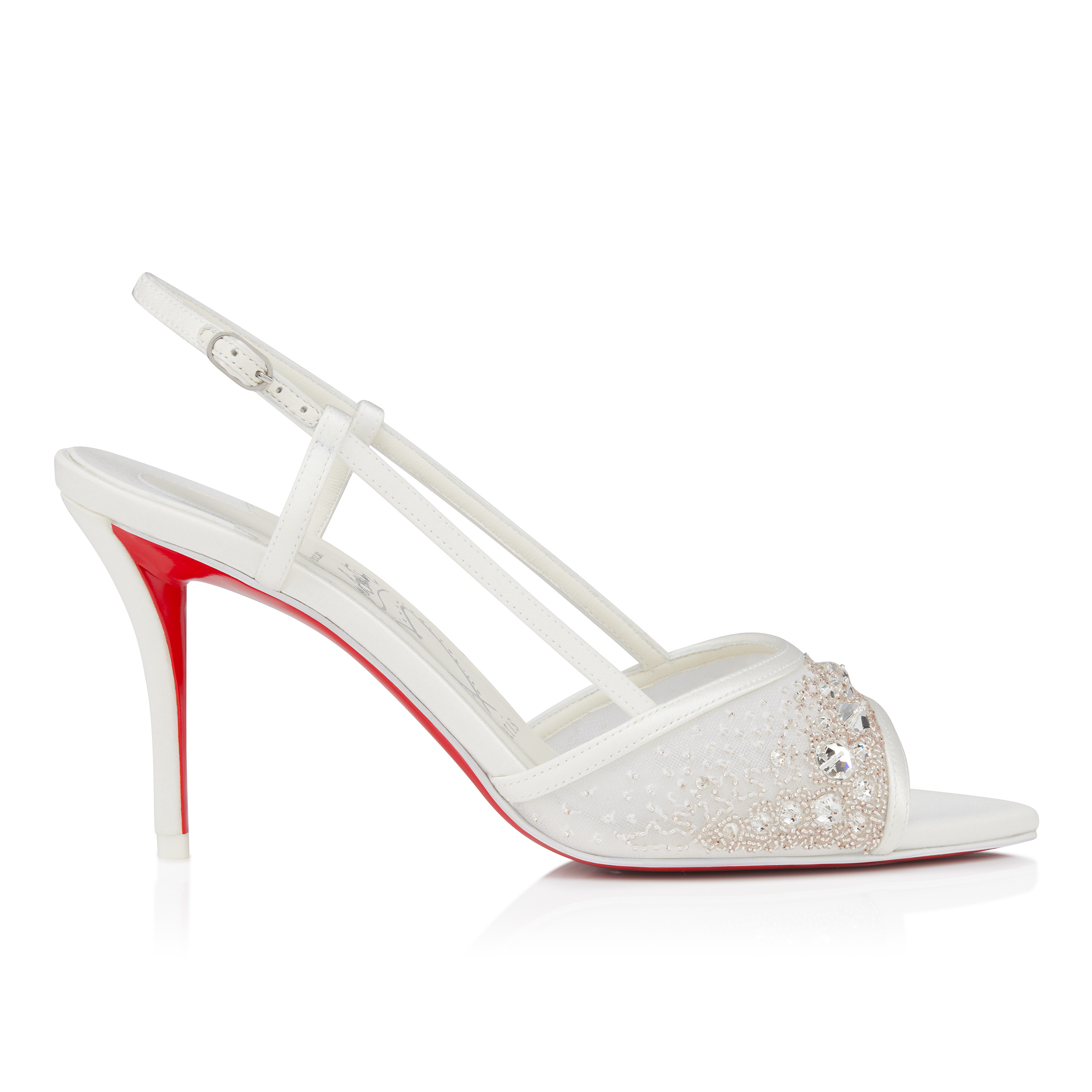 サンダル・ミュール MINIMAL STRAP SLINGBACK WHITE Miss Z Sandal Sling Sparkling - 80 mm Slingback pumps - Mesh