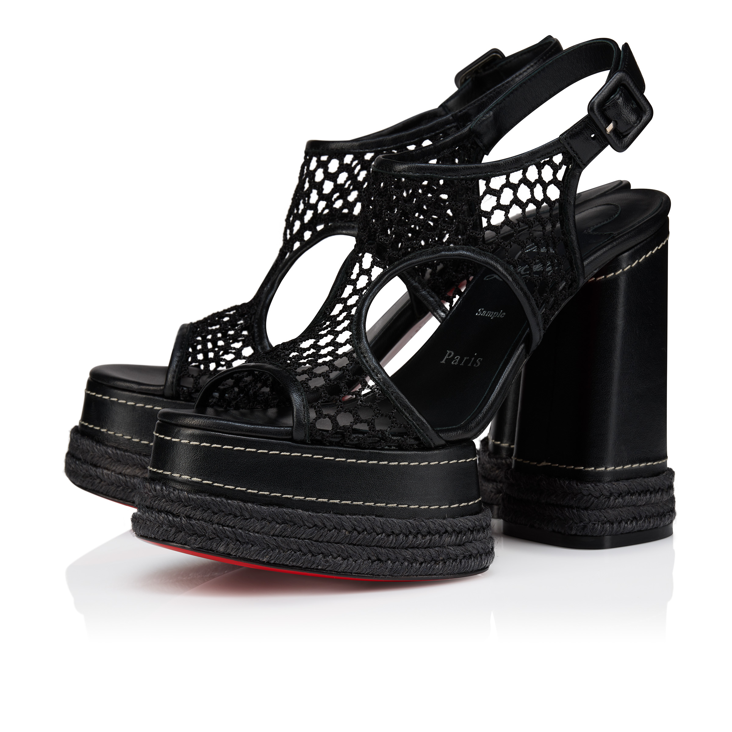 国内完売間近*ChristianLouboutin*Almeja 130mm エスパドリーユ Almeja - 130 mm Espadrilles - Mesh and nappa leather - Black