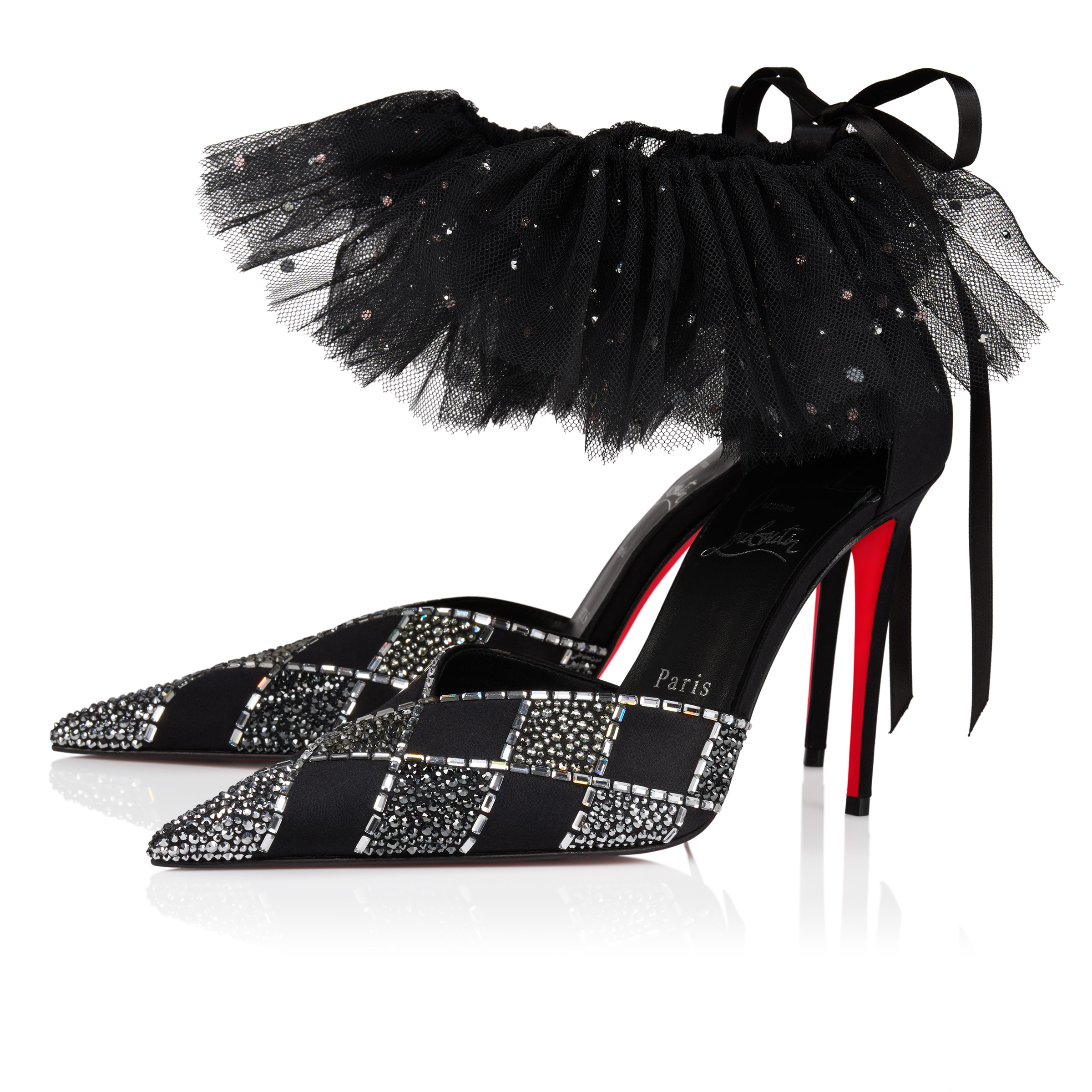 Doria Offenbee - 100 mm Strappy pumps - Crepe satin - Black