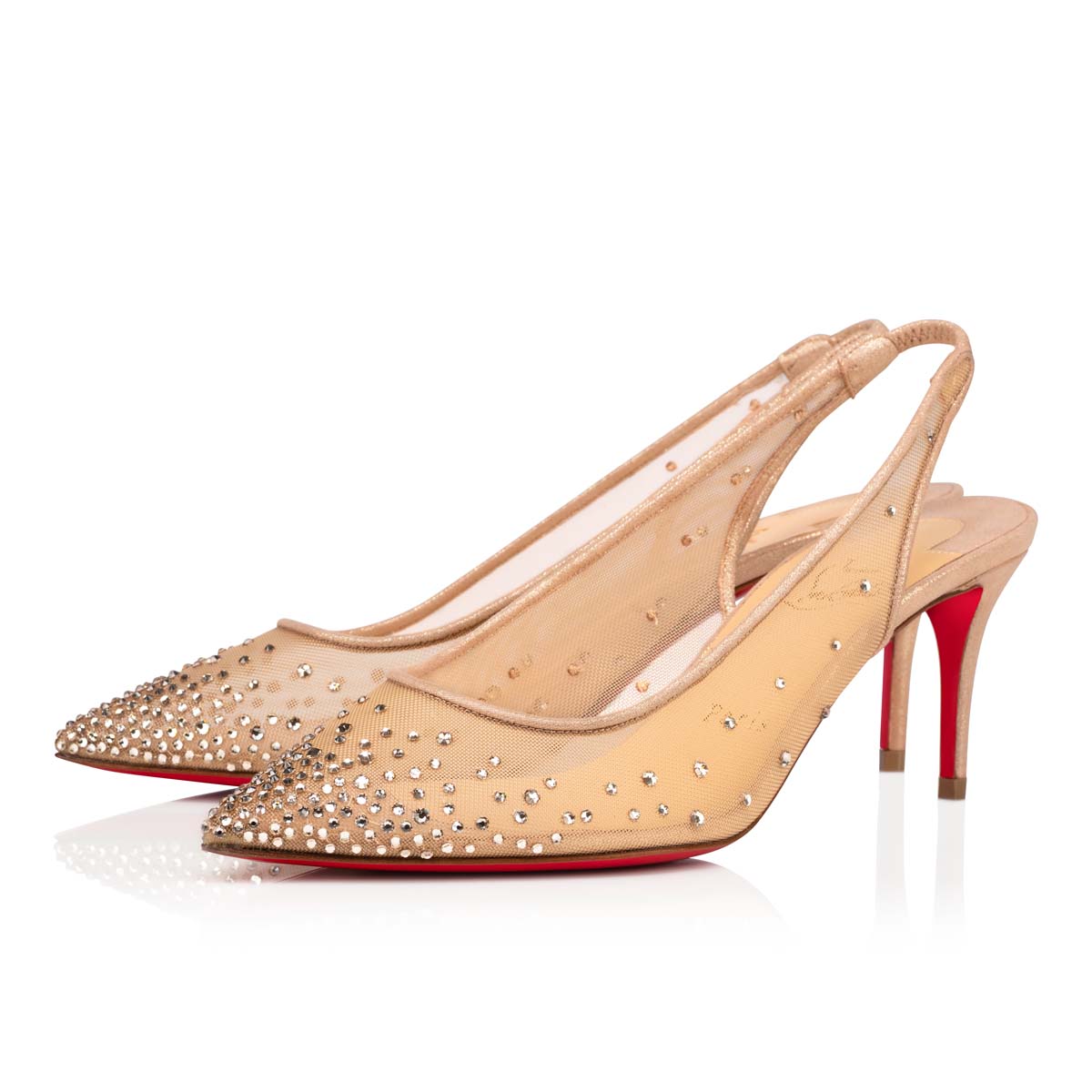Used Christian Louboutin Follies Strass Gold Gradient Crystal 