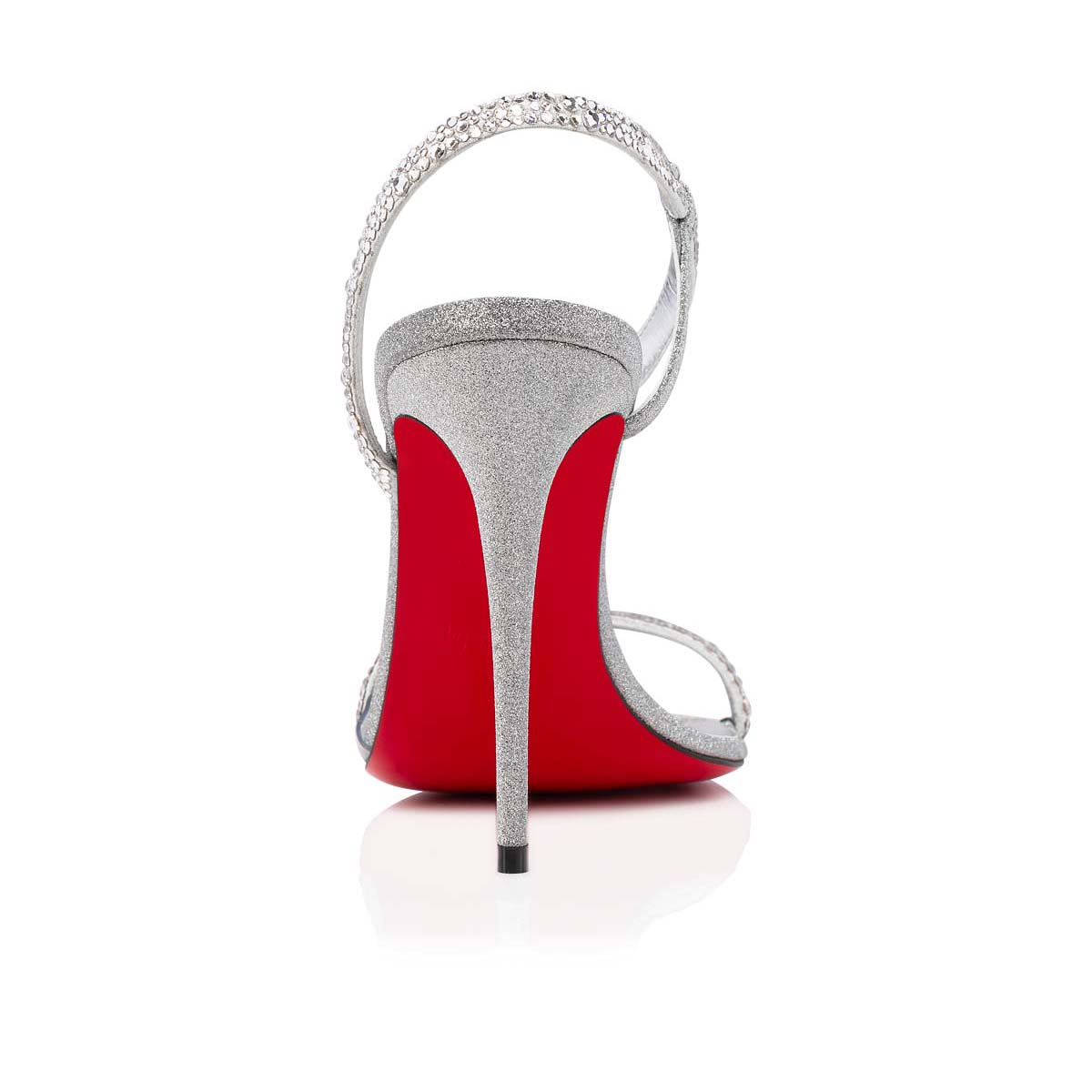 Rosalie Strass - 100 mm Sandals - Suede, glittered calf leather and strass  - Silver - Women - Christian Louboutin Netherlands