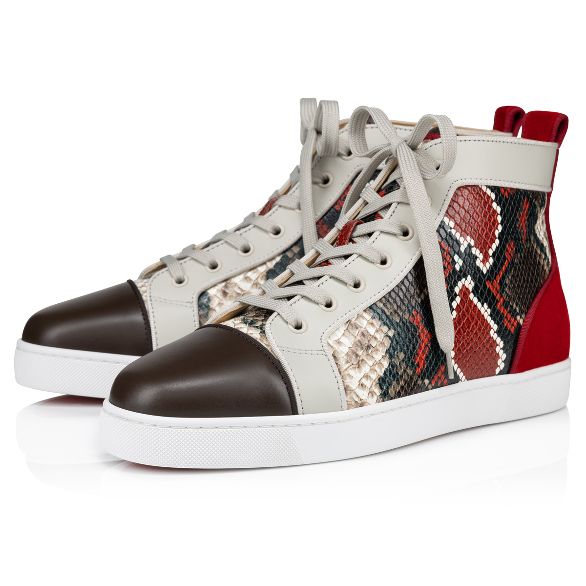 Christian Louboutin Multicolor Leather and Embroidered Velvet Louis  High-Top Sneakers Size 43 Christian Louboutin