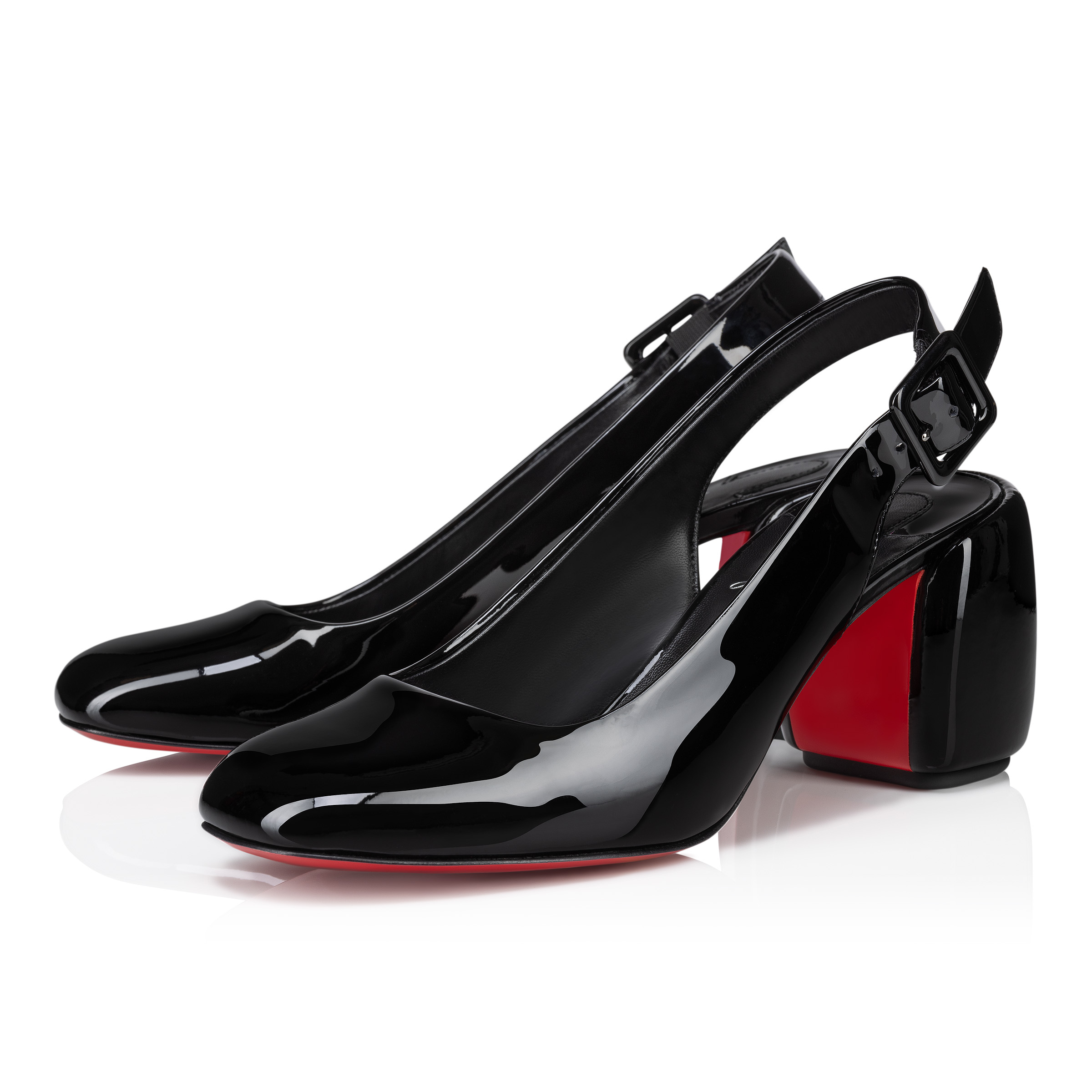 Minny Sling 70 mm Sling back pumps Patent calf leather Black Women Christian Louboutin Italy