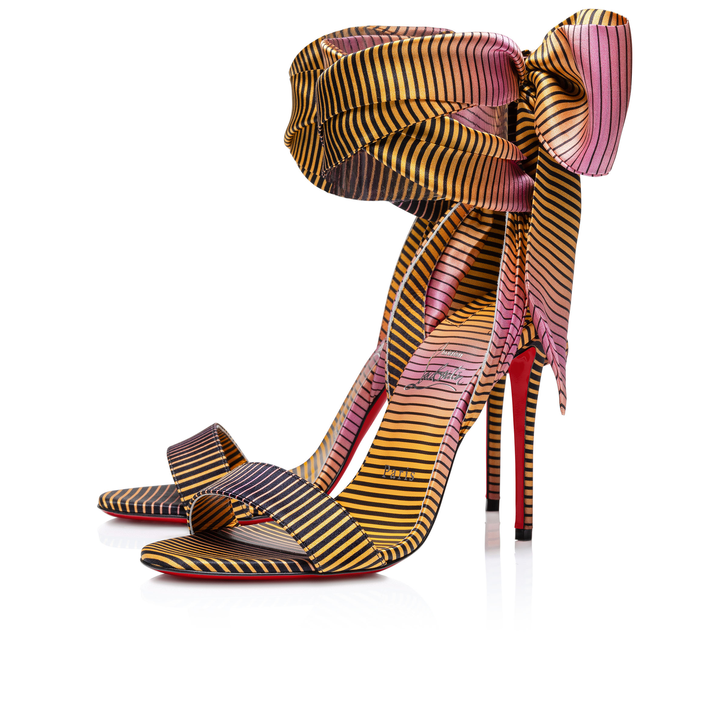 Sandale du Desert Sandales a brides 100 mm Crepe satin imprime Aftersun Multicolore Femme Christian Louboutin Monaco