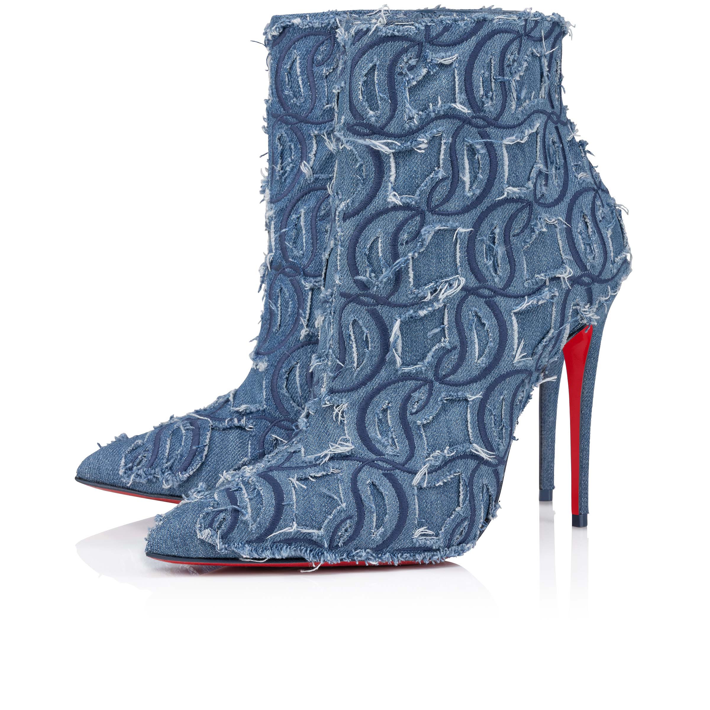 So Kate Booty Toile Denim Brode - 100 mm Low Boots - Denim Louboutin ...