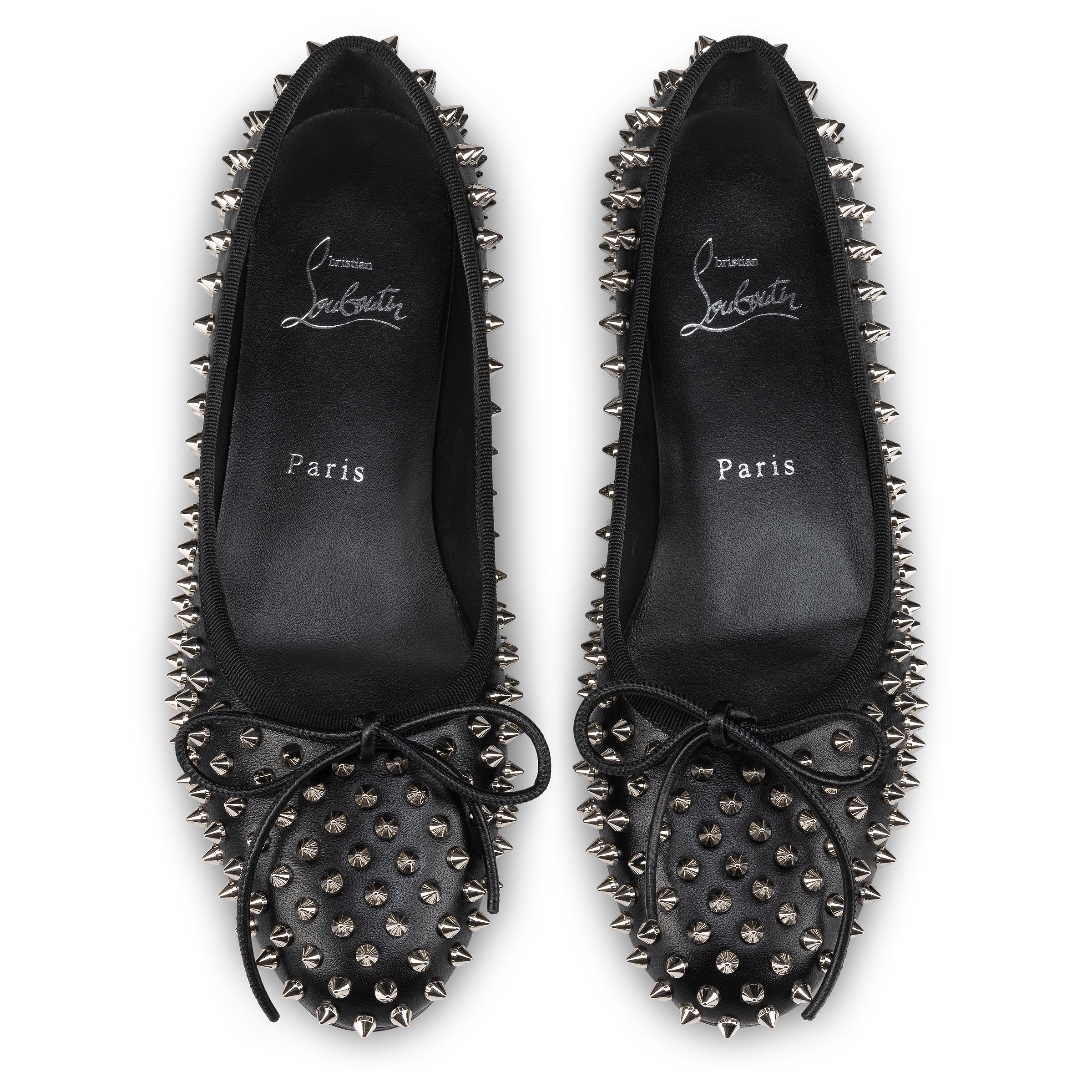 Louboutin flat spikes black best sale