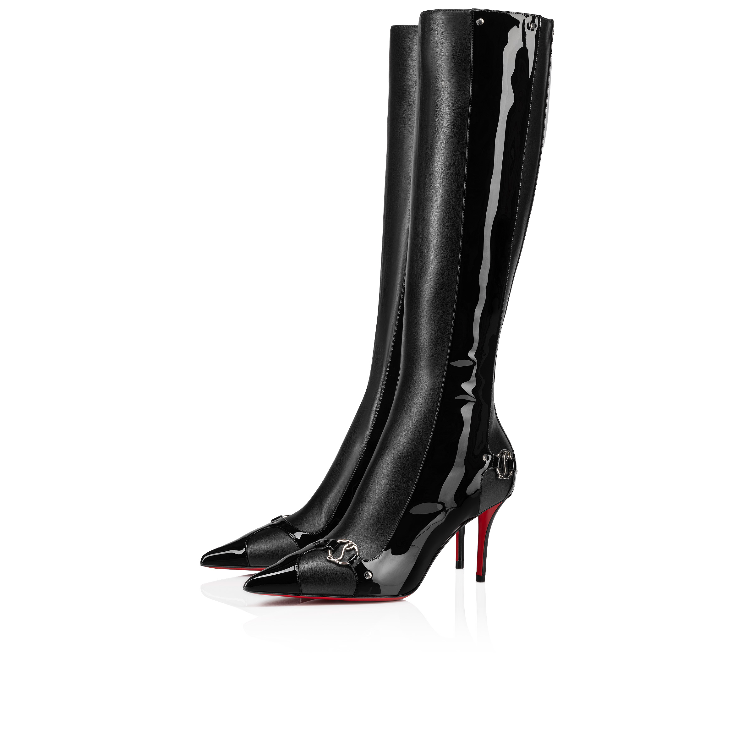 CL in 90s Botta 80 mm Boots Patent leather and nappa leather Black Women Christian Louboutin Belgium