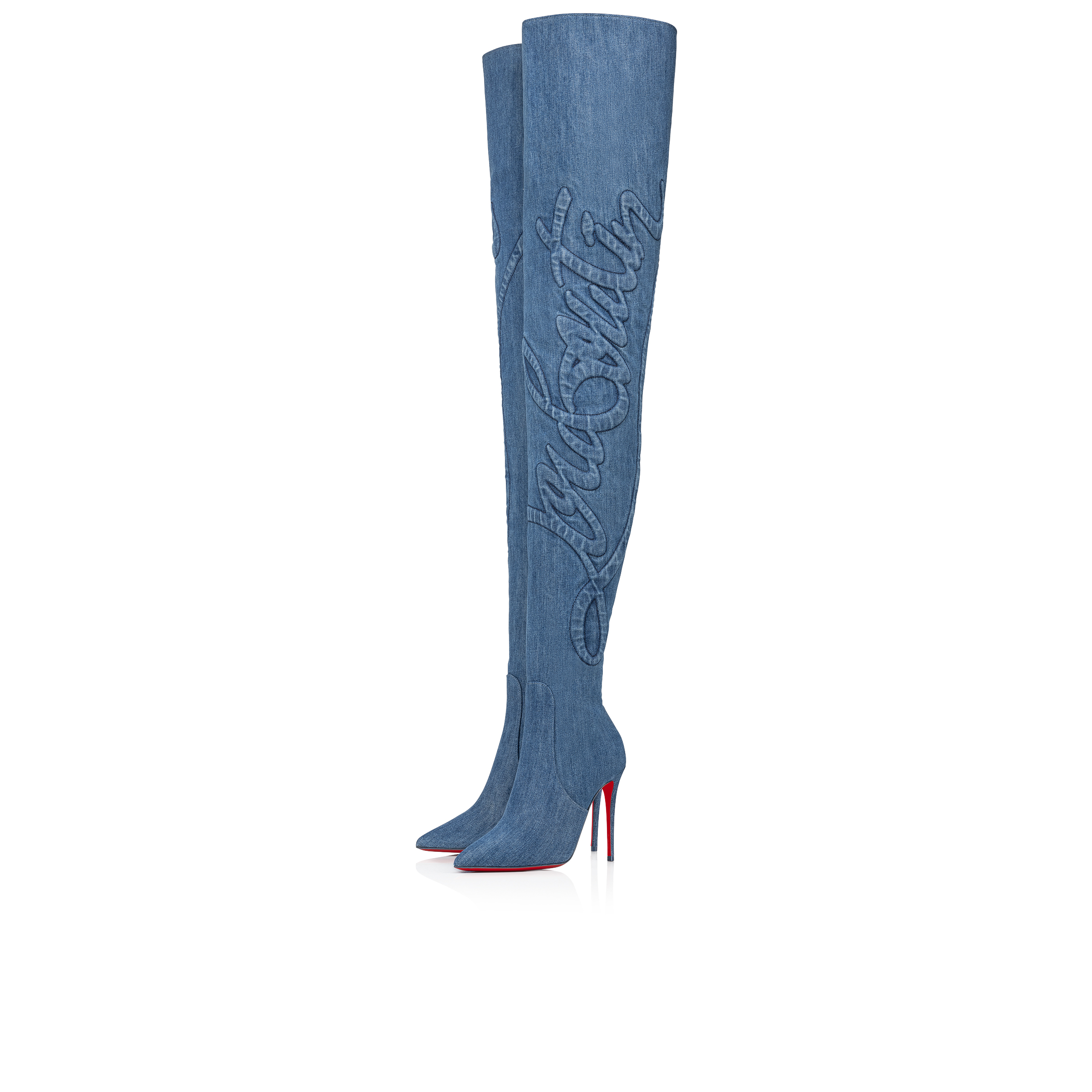 Kate Botta Alta Loubijeans 100 mm Boots Denim Louboutin embossed Brut Women Christian Louboutin Czechia