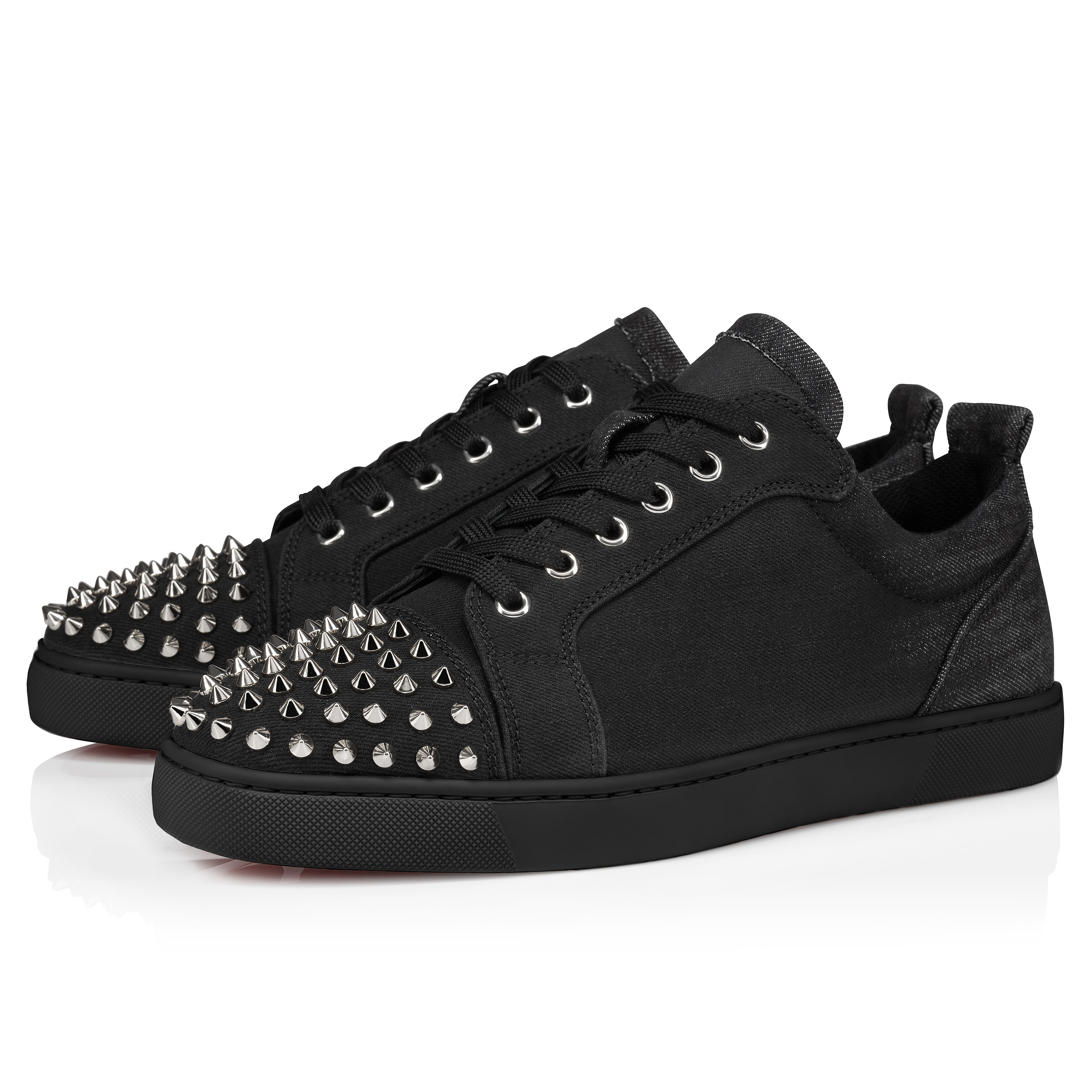 Louis Junior Spikes Sneakers Denim brushed effect and spikes Black Men Christian Louboutin Spain