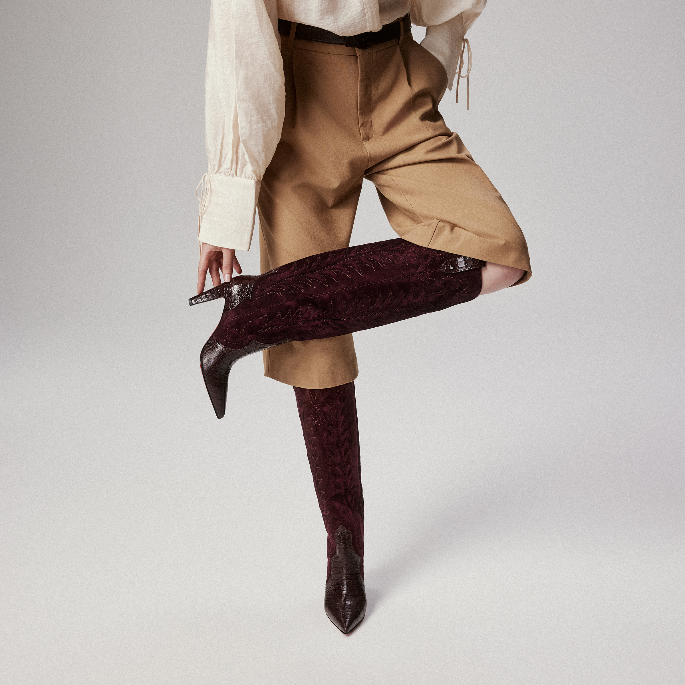 Santia Botta 85 mm Boots Alligator embossed calf leather and