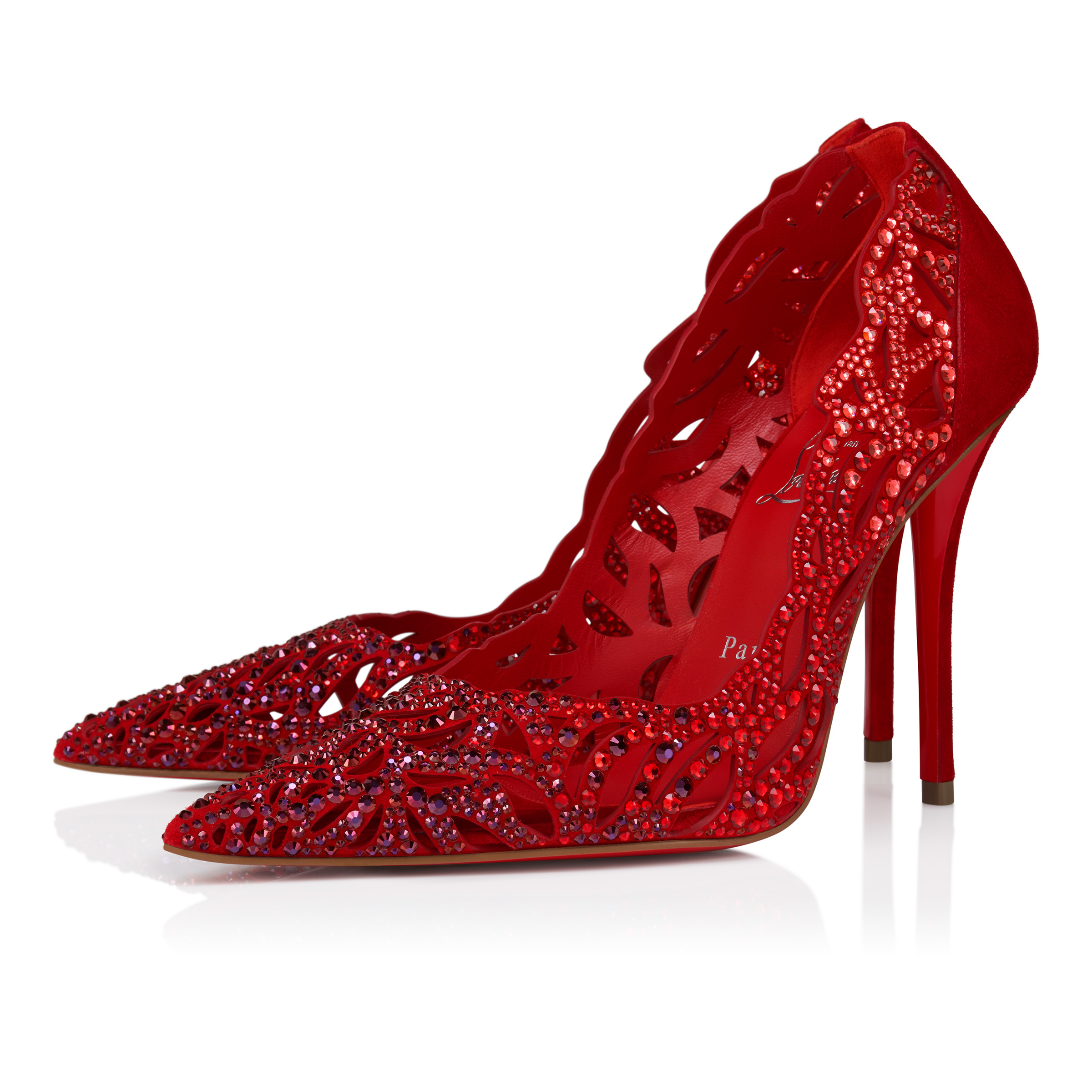 Lasera Strass Pump 100 mm Pumps Embroidered veau velours and