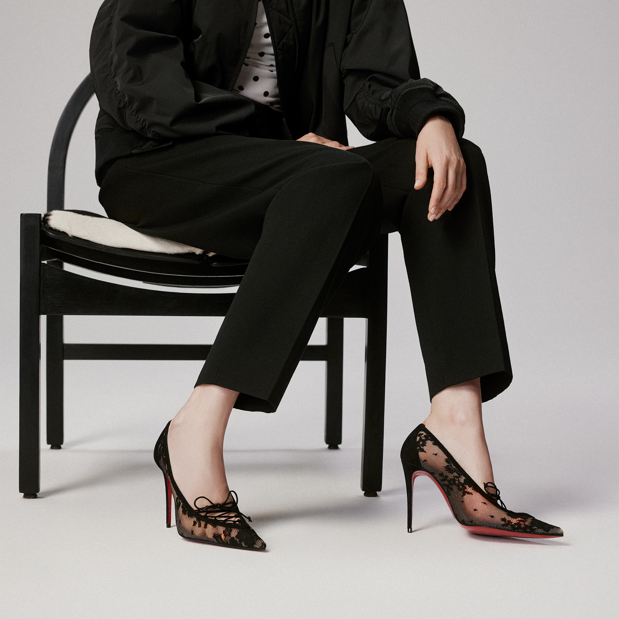 KM Lace - 100 mm Pumps - Lace, veau velours and kid leather