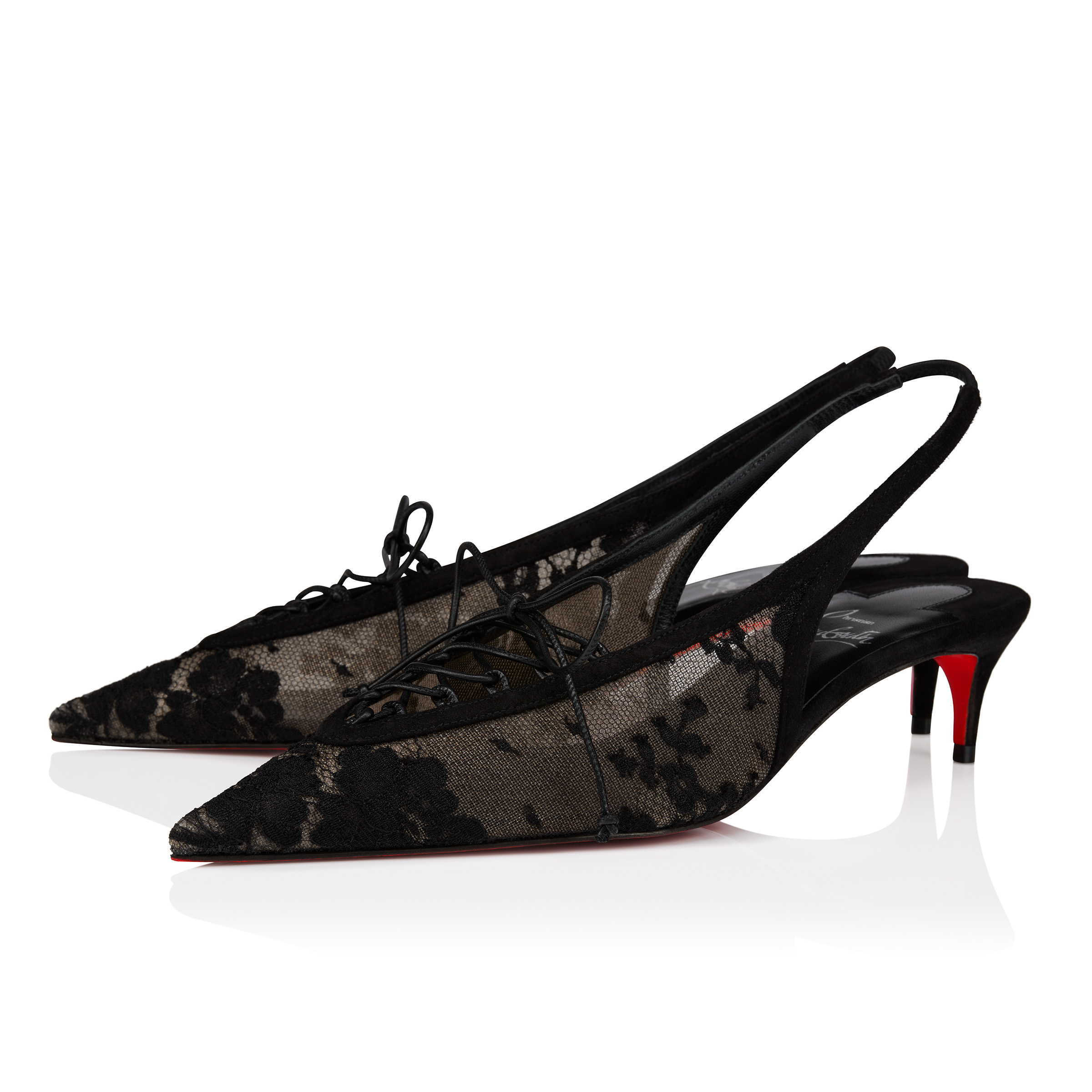 Km Lace Sling Escarpins slingback 45 mm Dentelle, veau velours