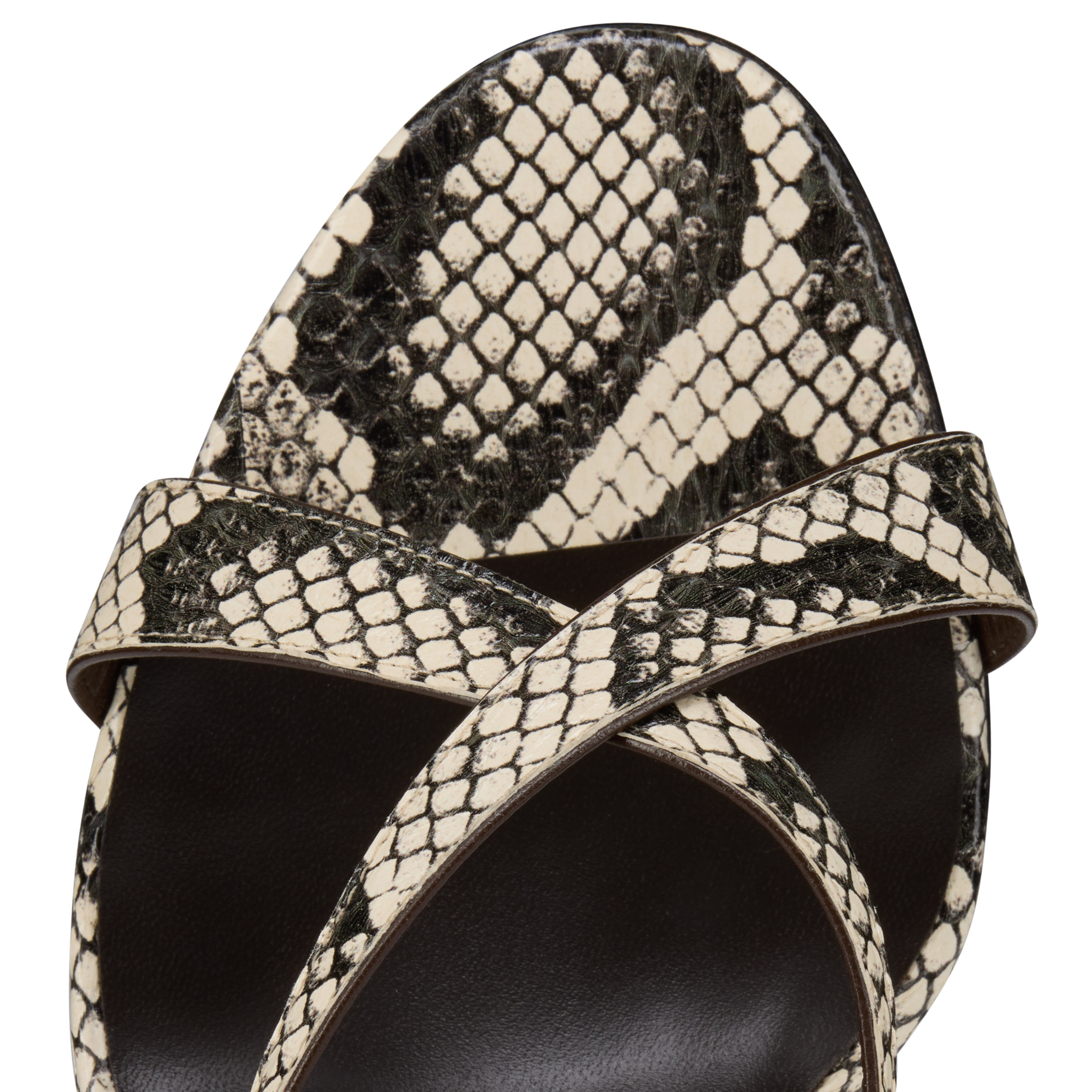 Mulazee Cross - 100 mm Mules - Watersnake leather - Roccia - Women