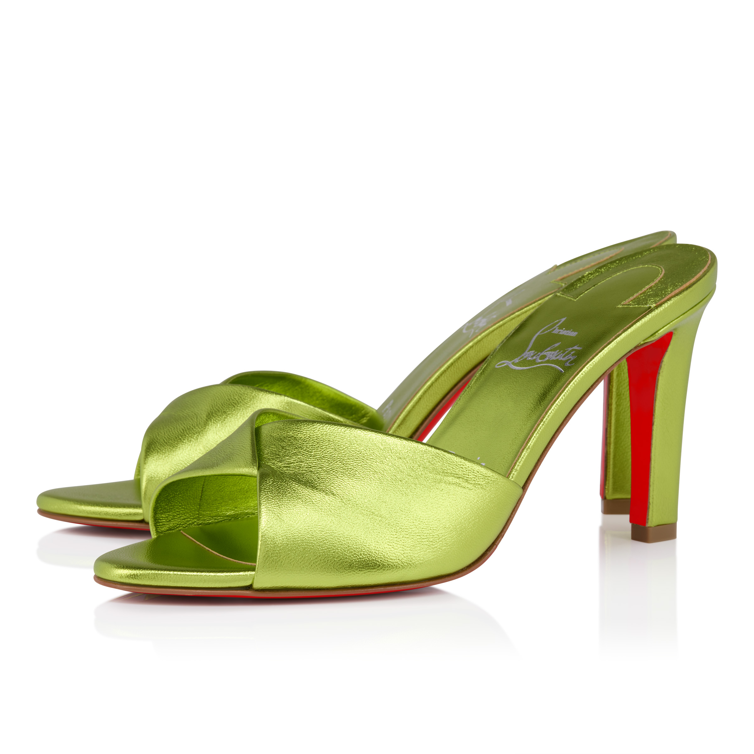 Fanny Slide - 85 mm Mules - Laminated lamb nappa leather - Kiwi