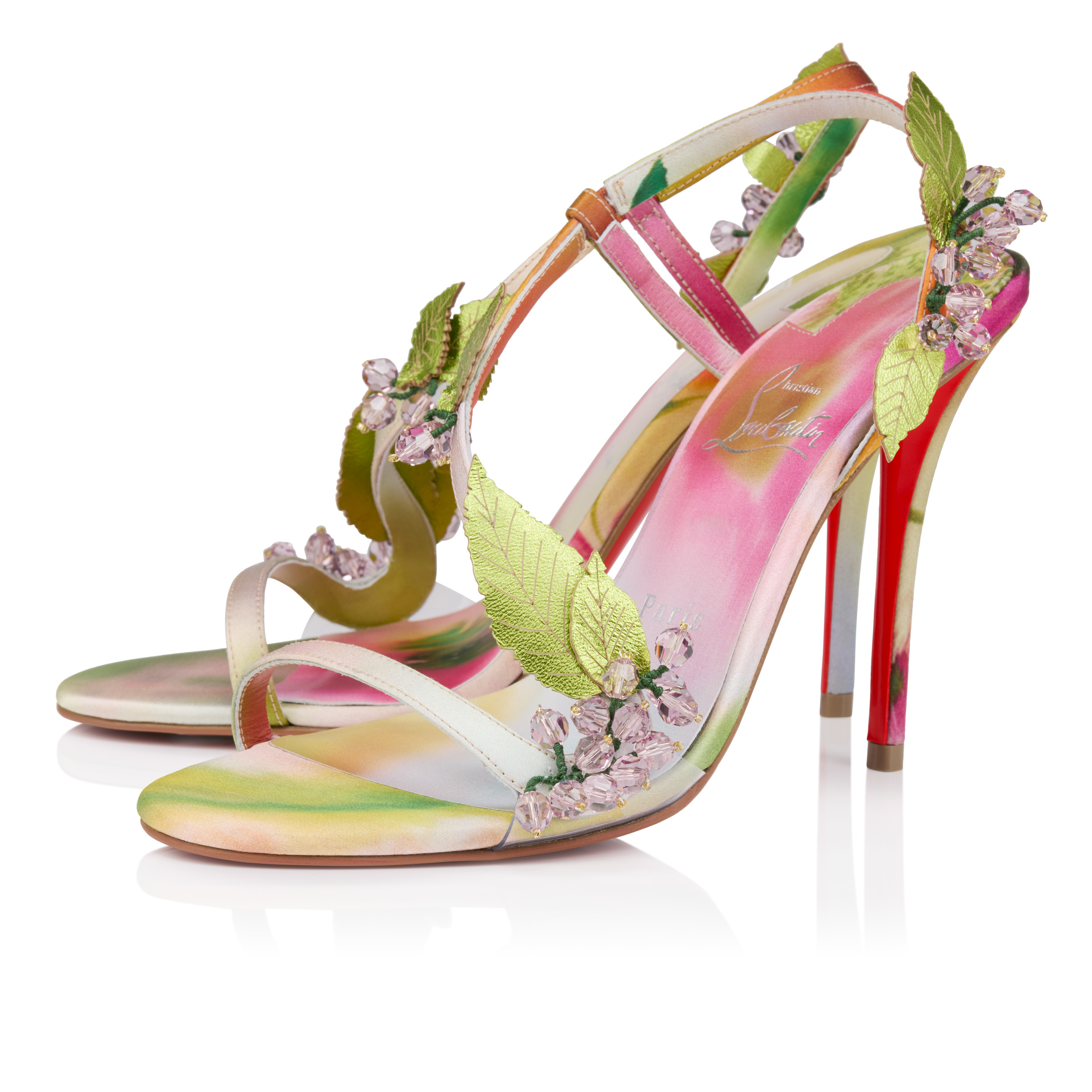 Rosa Fruit - 100 mm Sandals - Botanica printed crepe satin