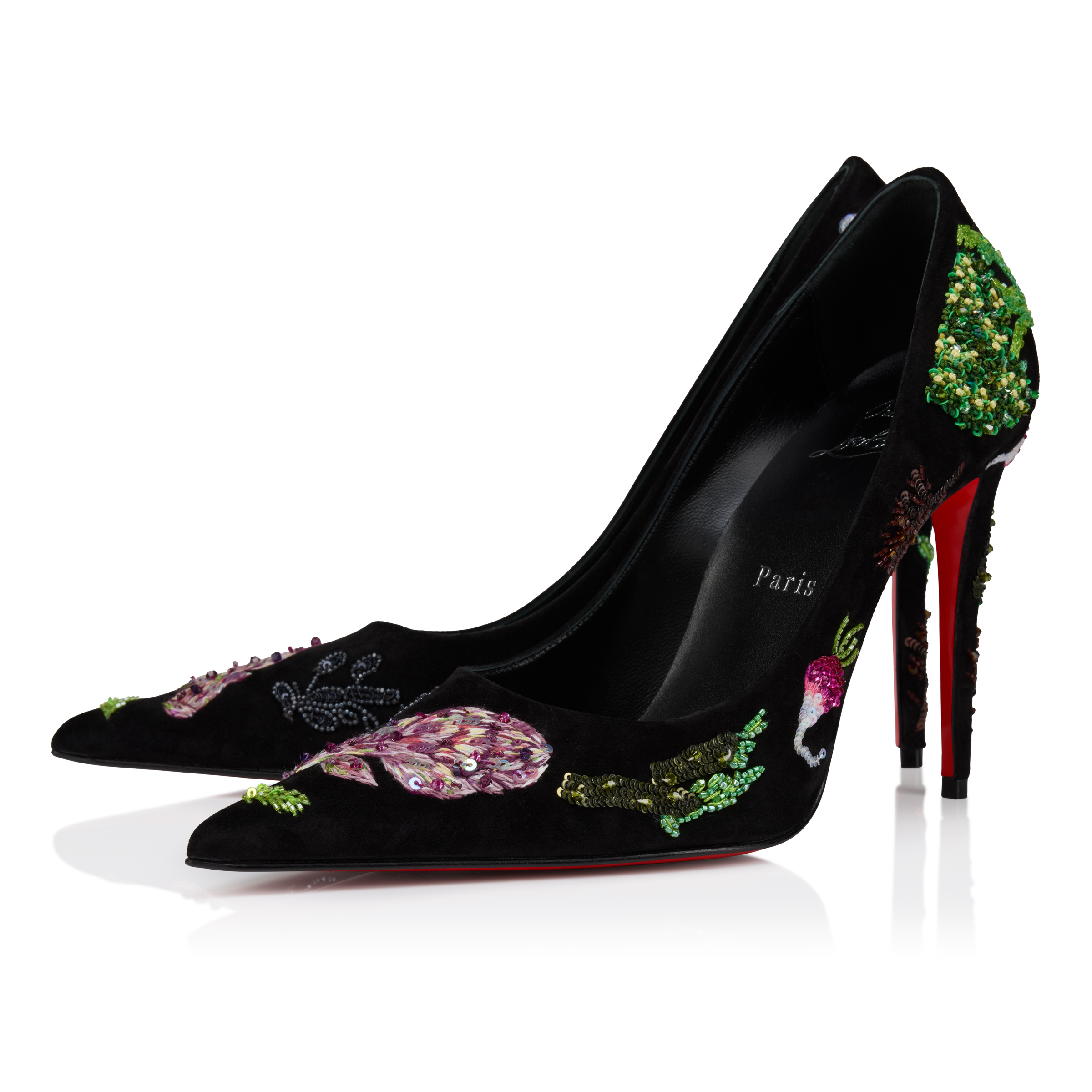 Kate Max Veggie - 100 mm Pumps - Embroidered veau velours leather