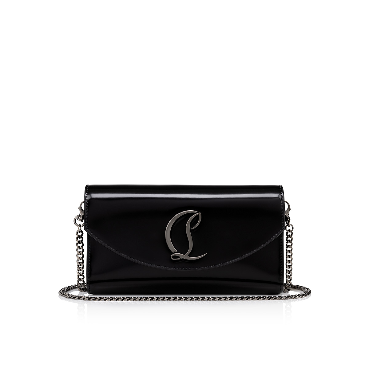 Loubi54 - Wallet on chain - Calf leather - Black and gun