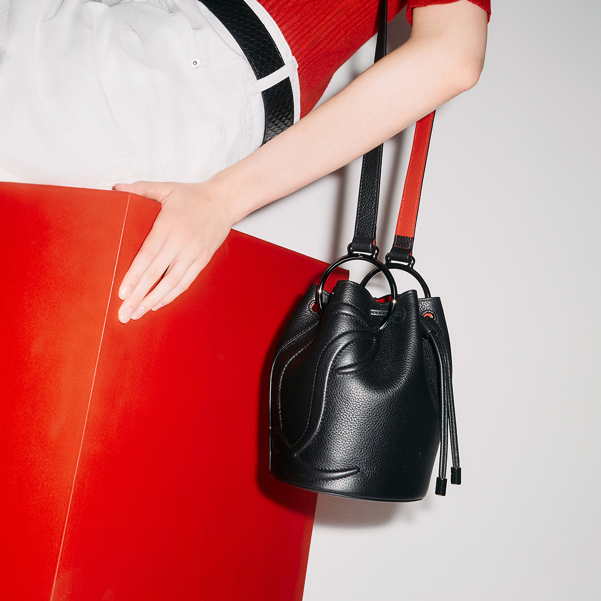 CHRISTIAN LOUBOUTIN: By My Side bag in grained leather - Leather