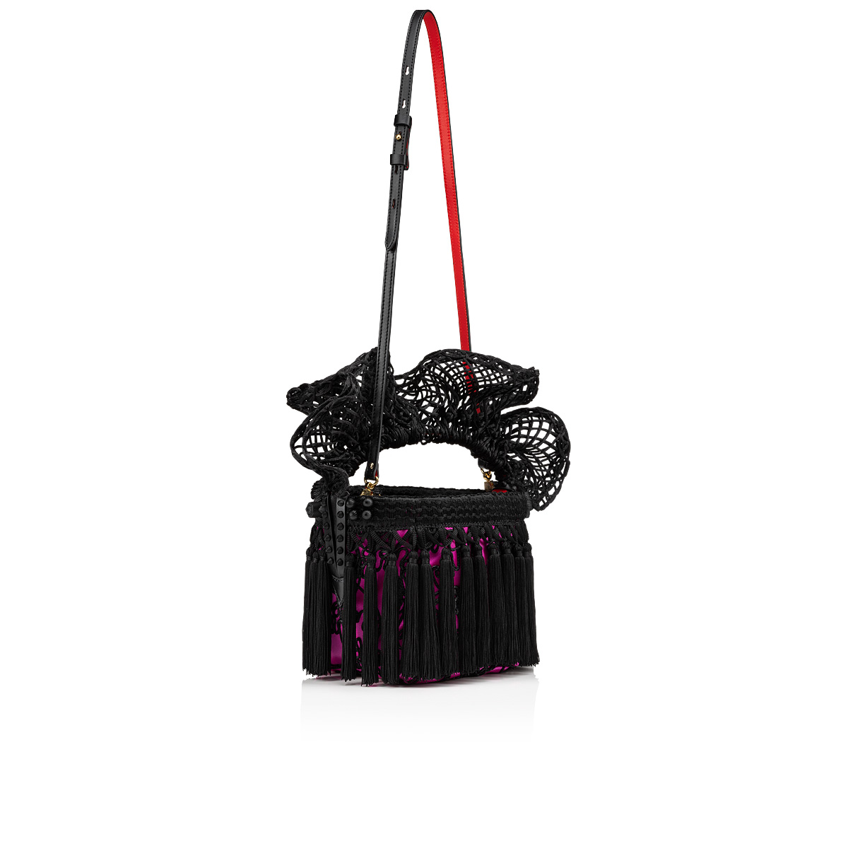 Flamencaba small - Tote bag - Flamenco embroidery and calf leather - Black  - Christian Louboutin