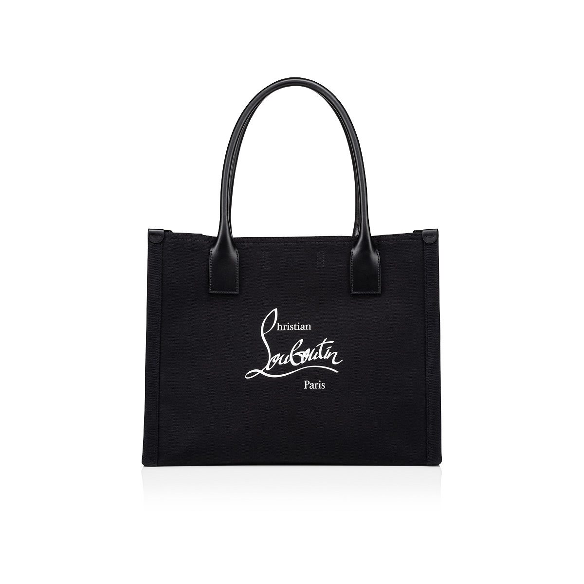 Neutral Nastroloubi small leather-trim canvas tote bag, Christian Louboutin