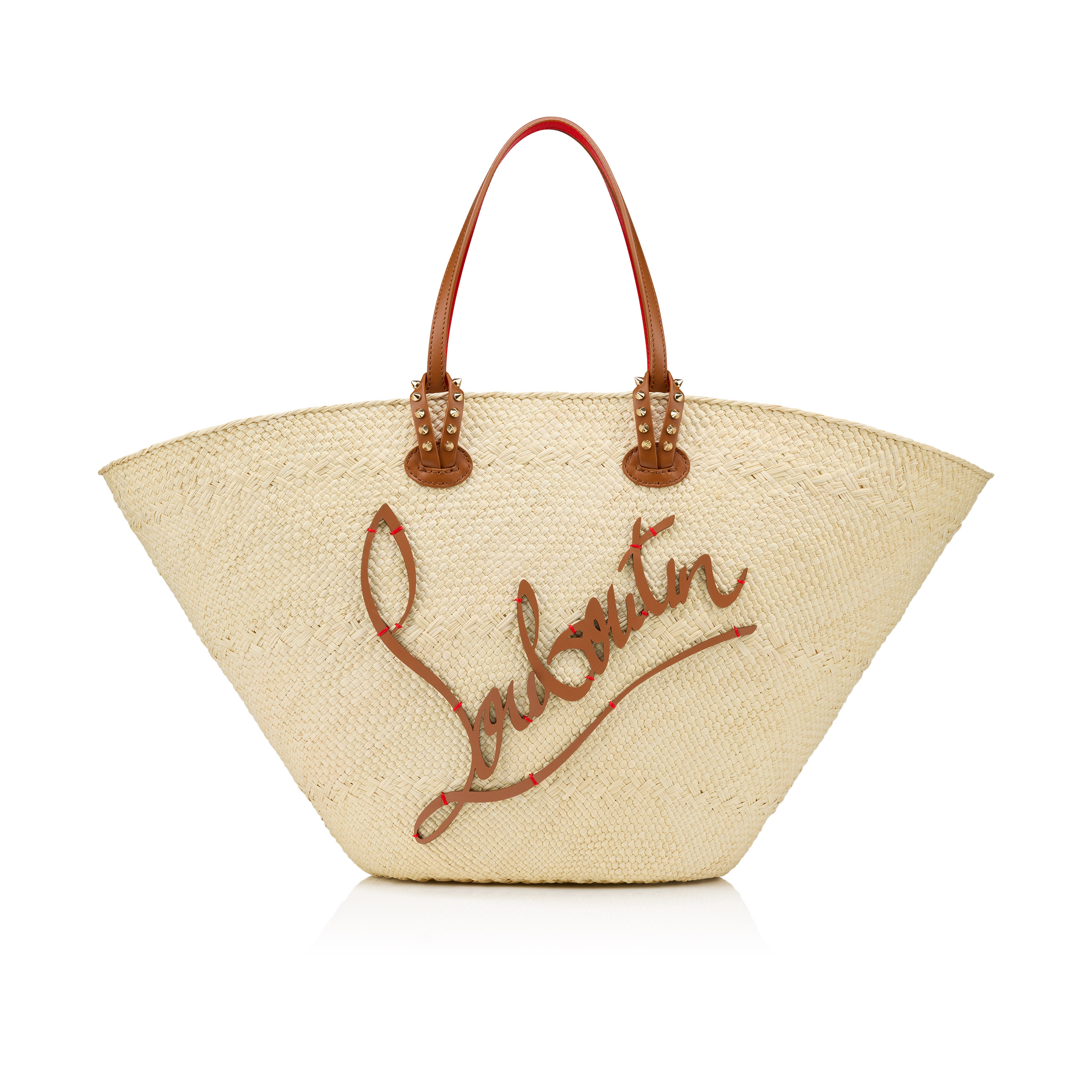 Cabata large - Tote bag - Raffia and calf leather - Natural