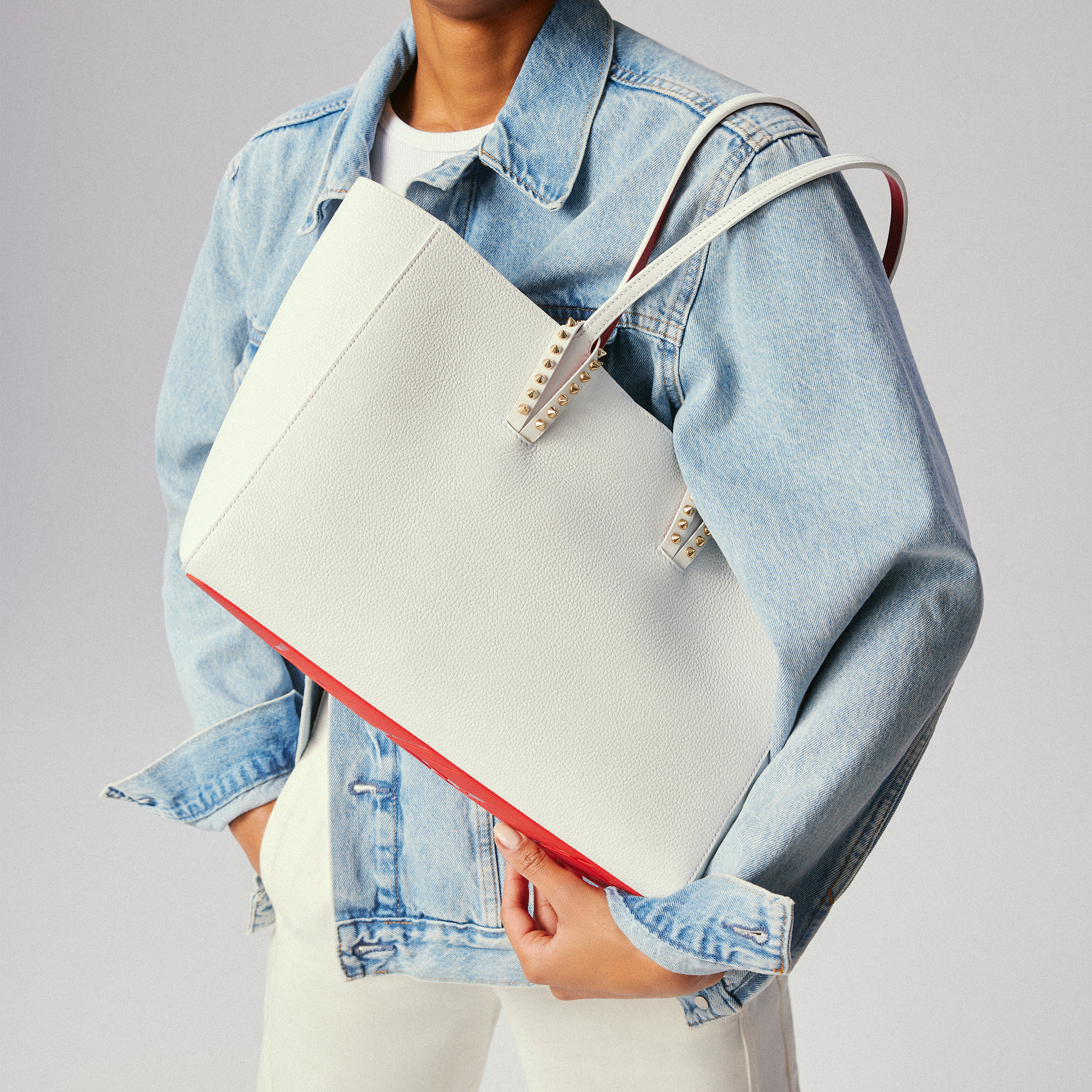 【送料&関税込】Christian Louboutin Small cabata Shopping Ba Cabata Small ブラック カーフレザー - Bags - Women