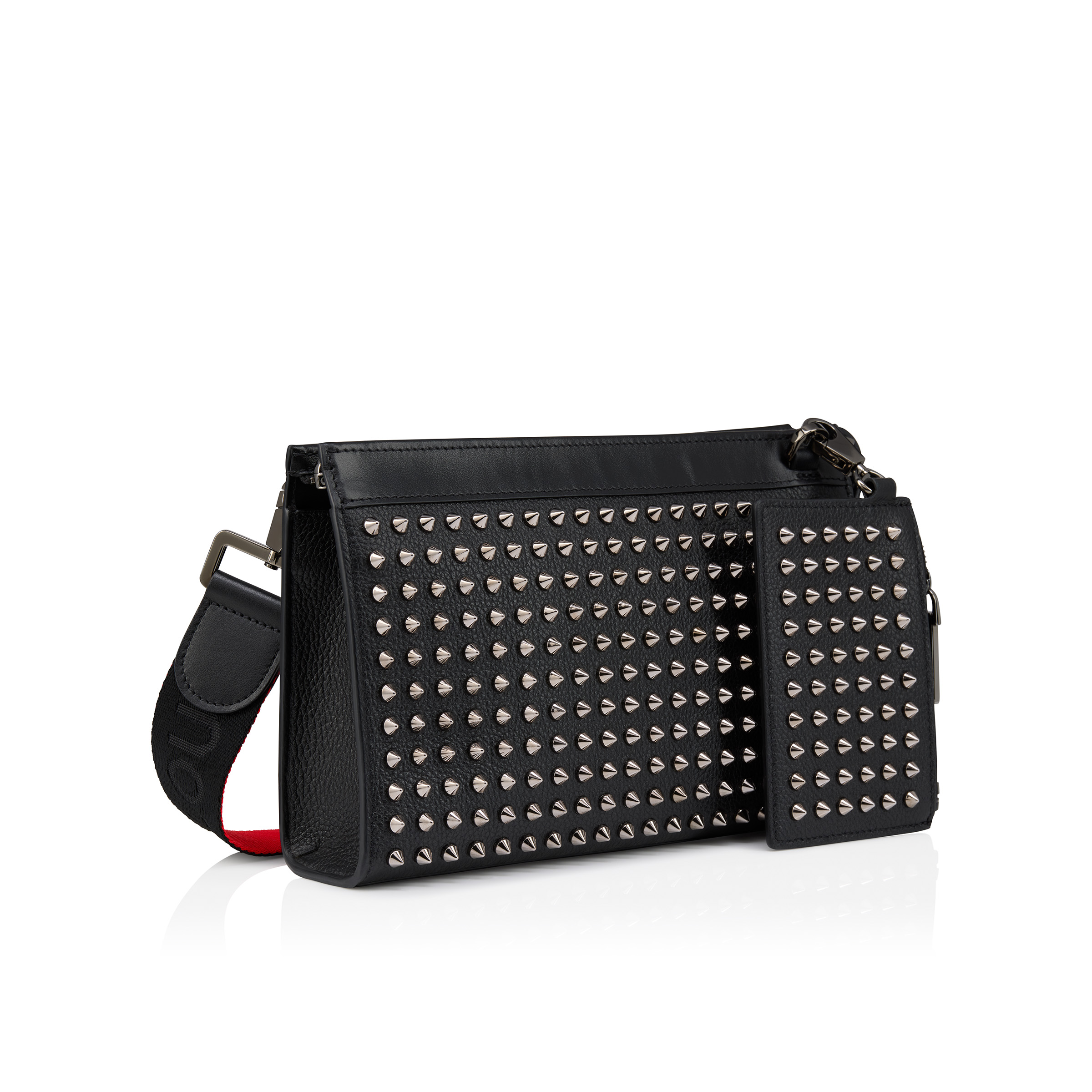 Funky - Crossbody bag - Grained calf leather and spikes - Black