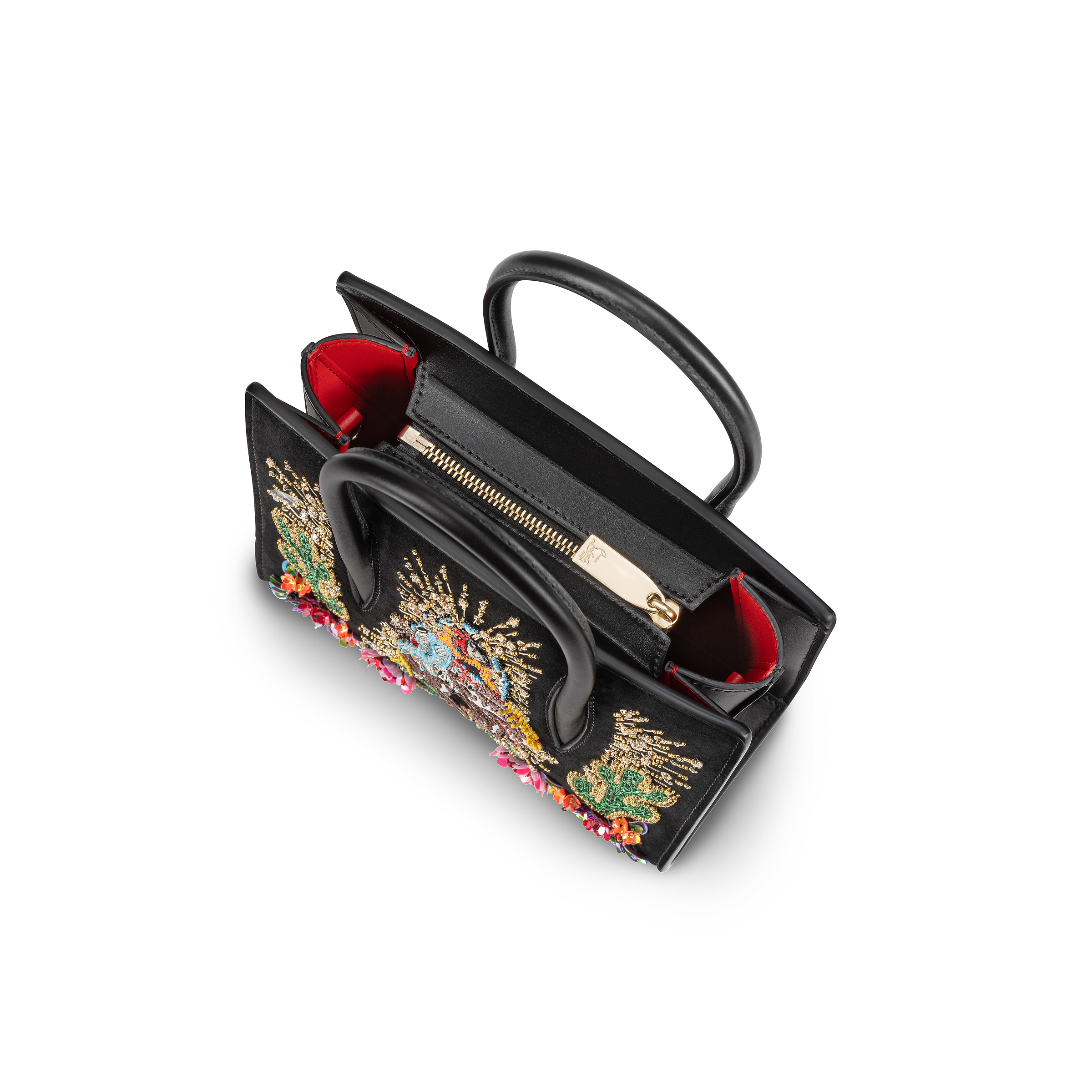 Paloma taille mini Sac porte main Cuir de veau et broderie Noir Christian Louboutin Suisse
