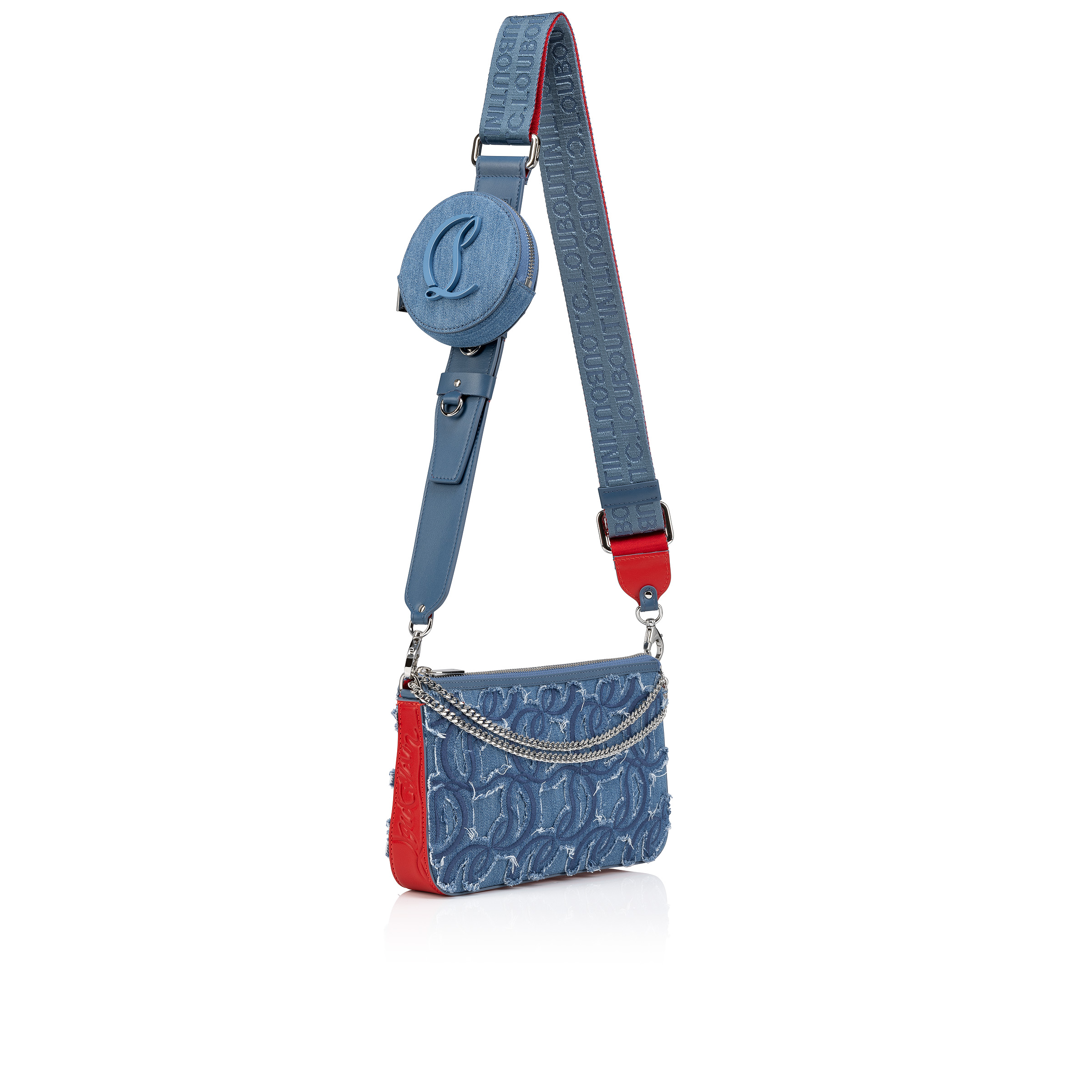 Loubila Crossbody Bag Denim Louboutin embroidered Blue Christian Louboutin Greece