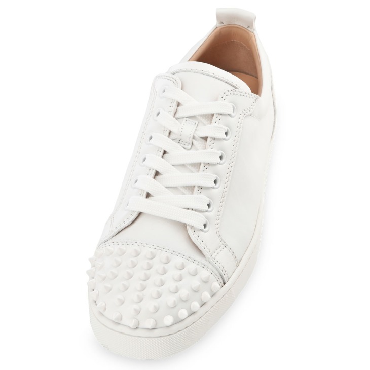 Mens white louboutin spiked trainers online