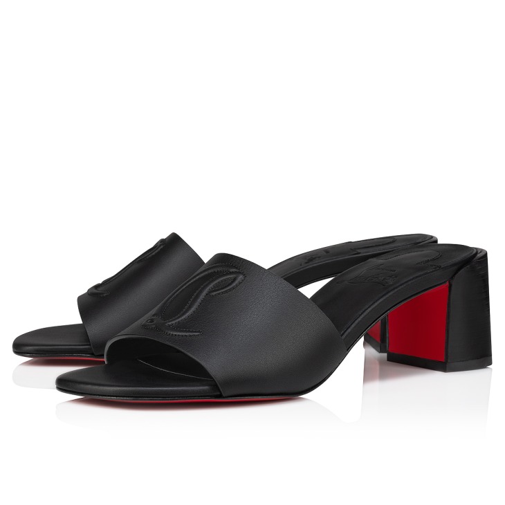 Christian 操っ Louboutin 黒 スエード ミュール
