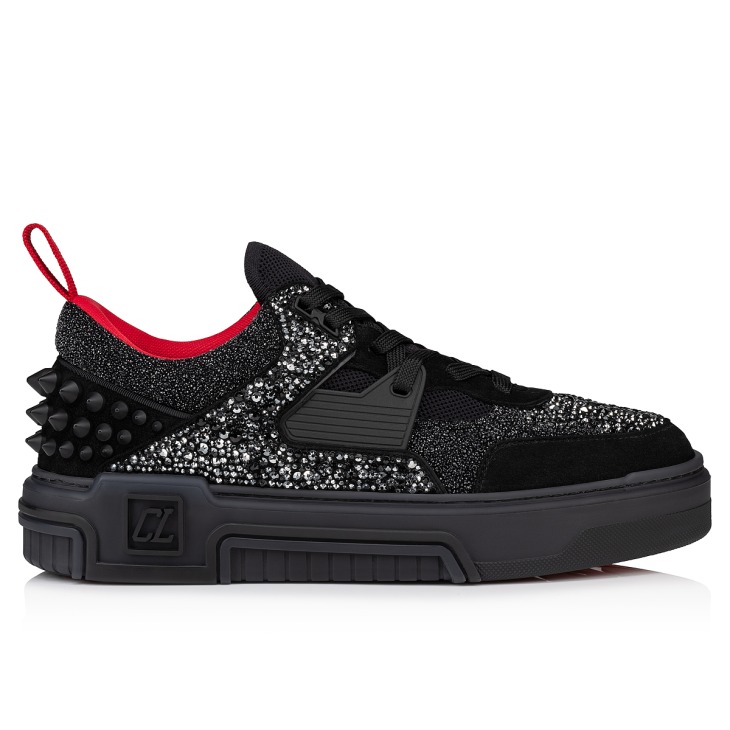 Astroloubi Strass Sneakers Veau velours suede leather Comete and strass Black Men Christian Louboutin Germany