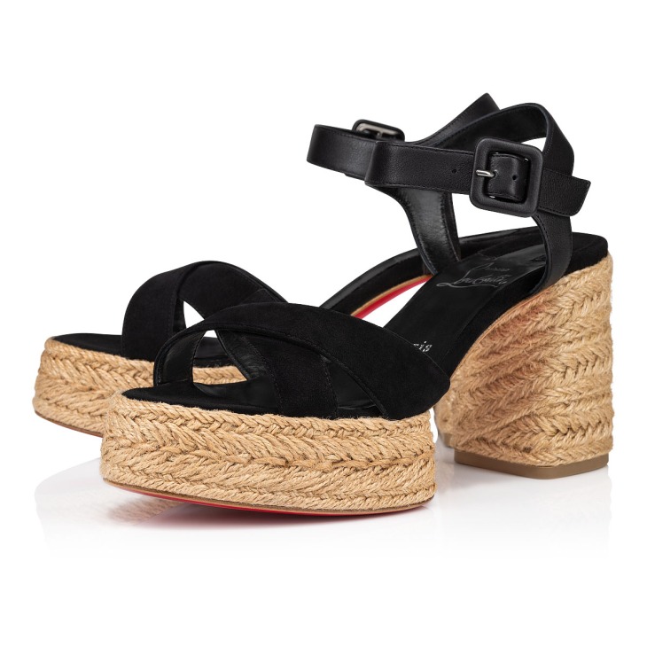 Calakala 85 mm Espadrilles Suede and calf leather Black Women Christian Louboutin Switzerland