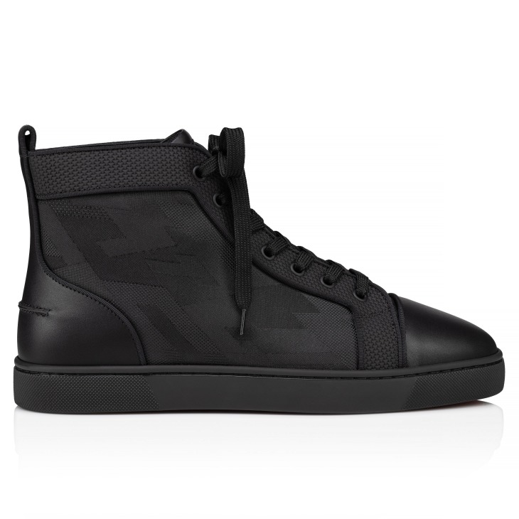 Louis - Sneakers - Calf leather and jacquard - Black - Men