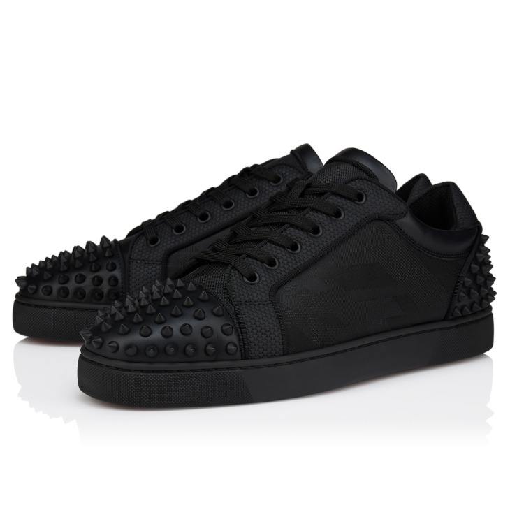 Seavaste 2 - Sneakers - Calf leather, jacquard and spikes - Black