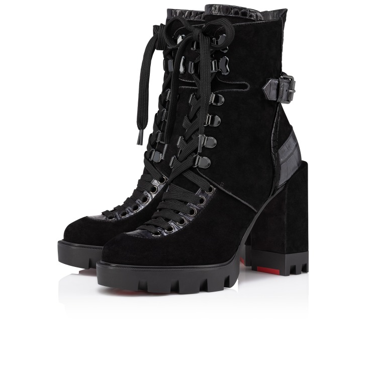 Macademia - 100 mm Low boots - Veau velours - Black - Women