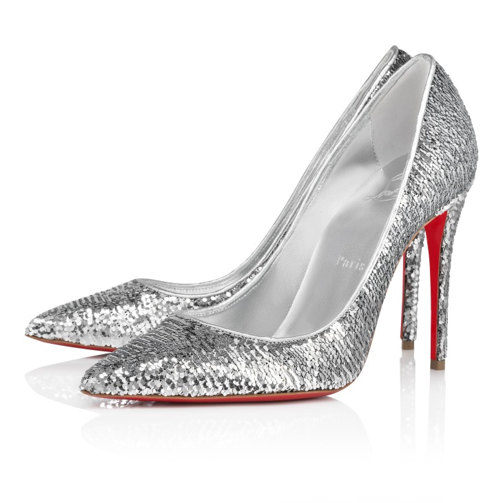 Kate Mini Paillettes 100 mm Pumps Crepe satin Silver Women Christian Louboutin United Kingdom