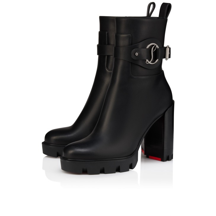 Dianouchette Lug - 100 mm Low boots - Waxed calf leather - Black