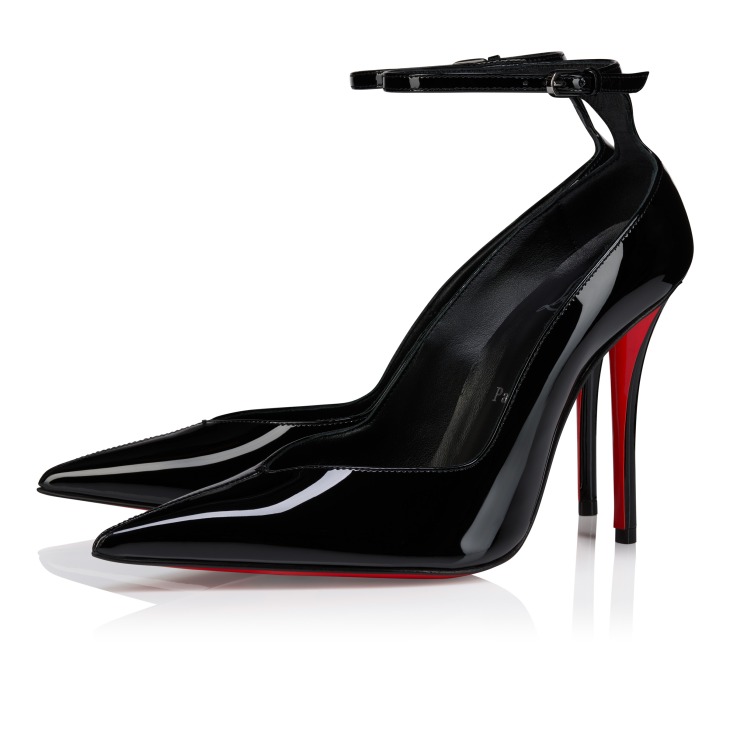 Christian Louboutin ポインテッドトゥ ハイヒール ブラック Erozee - 100 mm Strappy pumps - Patent calf leather - Black