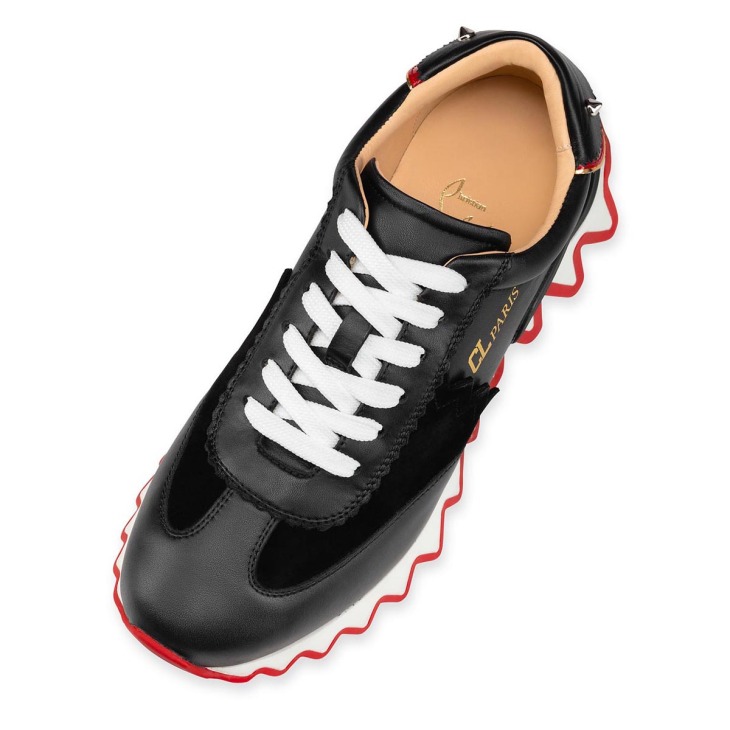 Loubishark Sneakers Calf leather and veau velours Black Women Christian Louboutin Italy